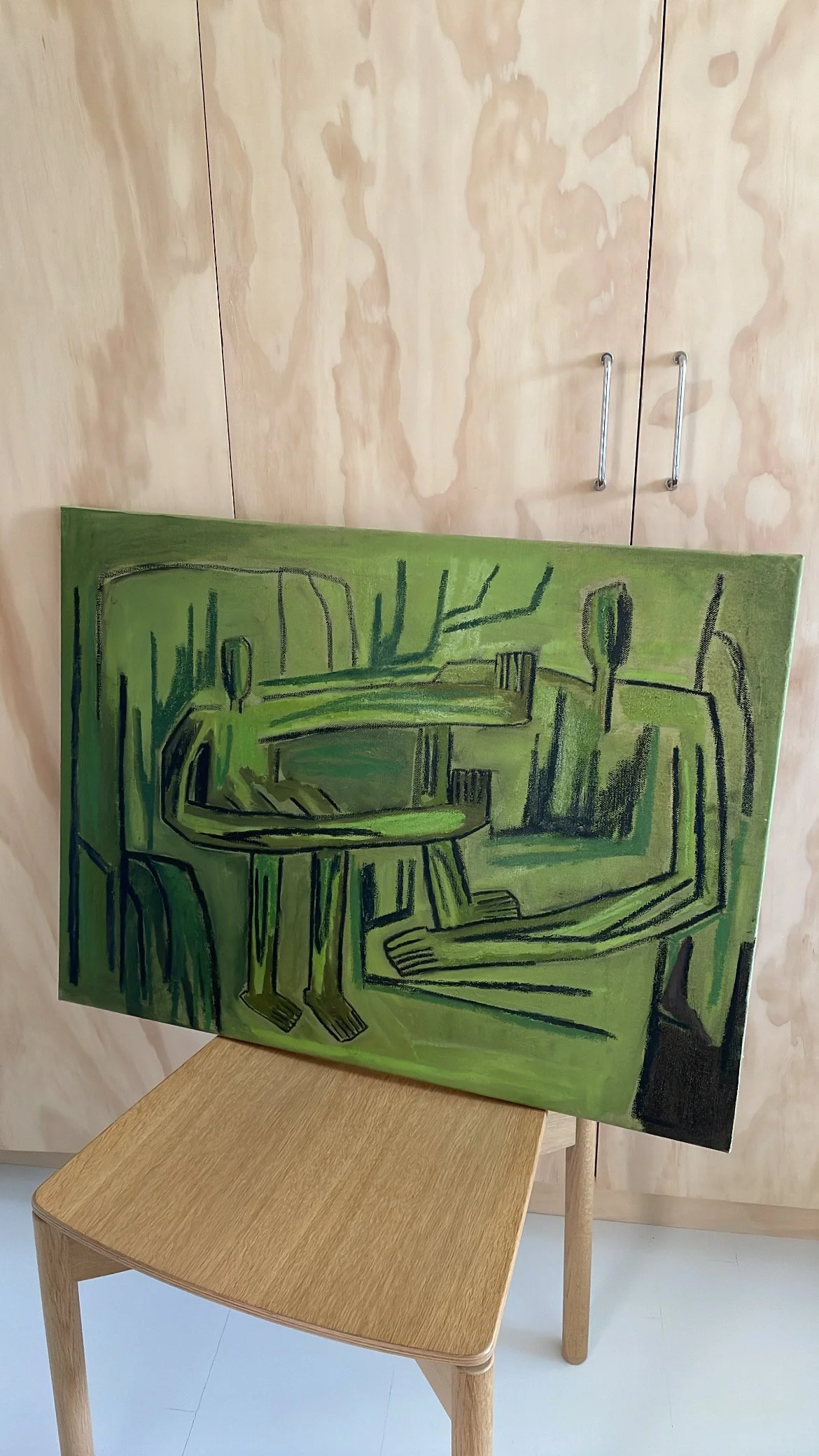 ‘Folder efteråret ud’ 
Olie og oliepastel på hørlærred
80 x 60
6200 DKK