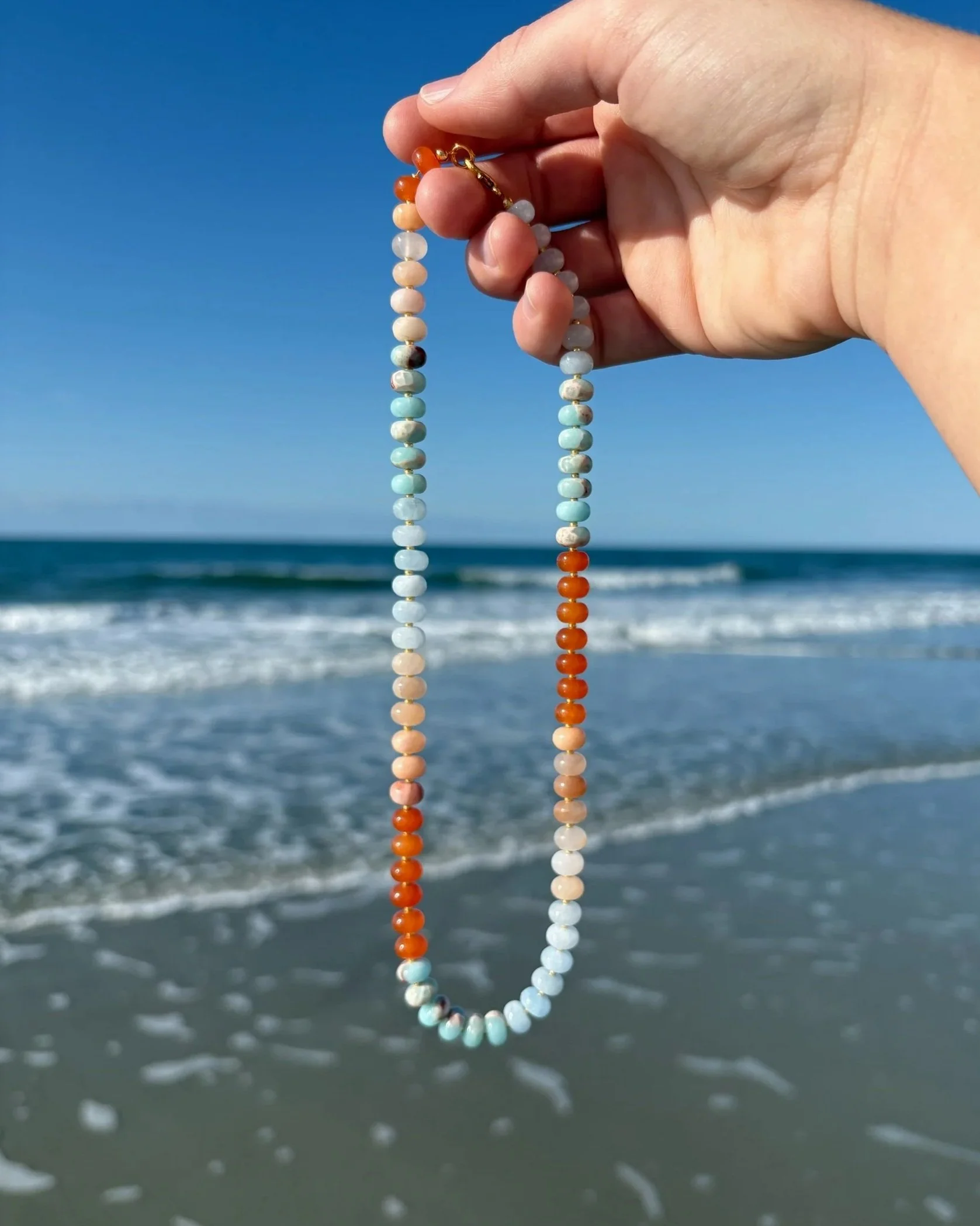 blue & orange gemstone necklace