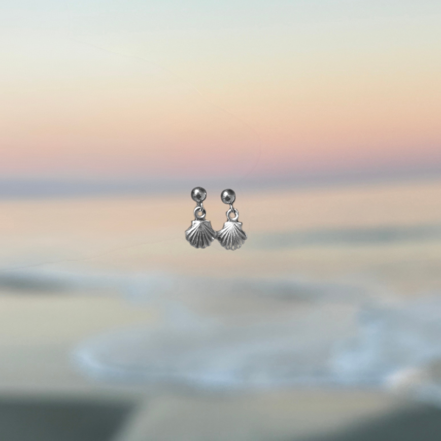 sterling silver seashell studs