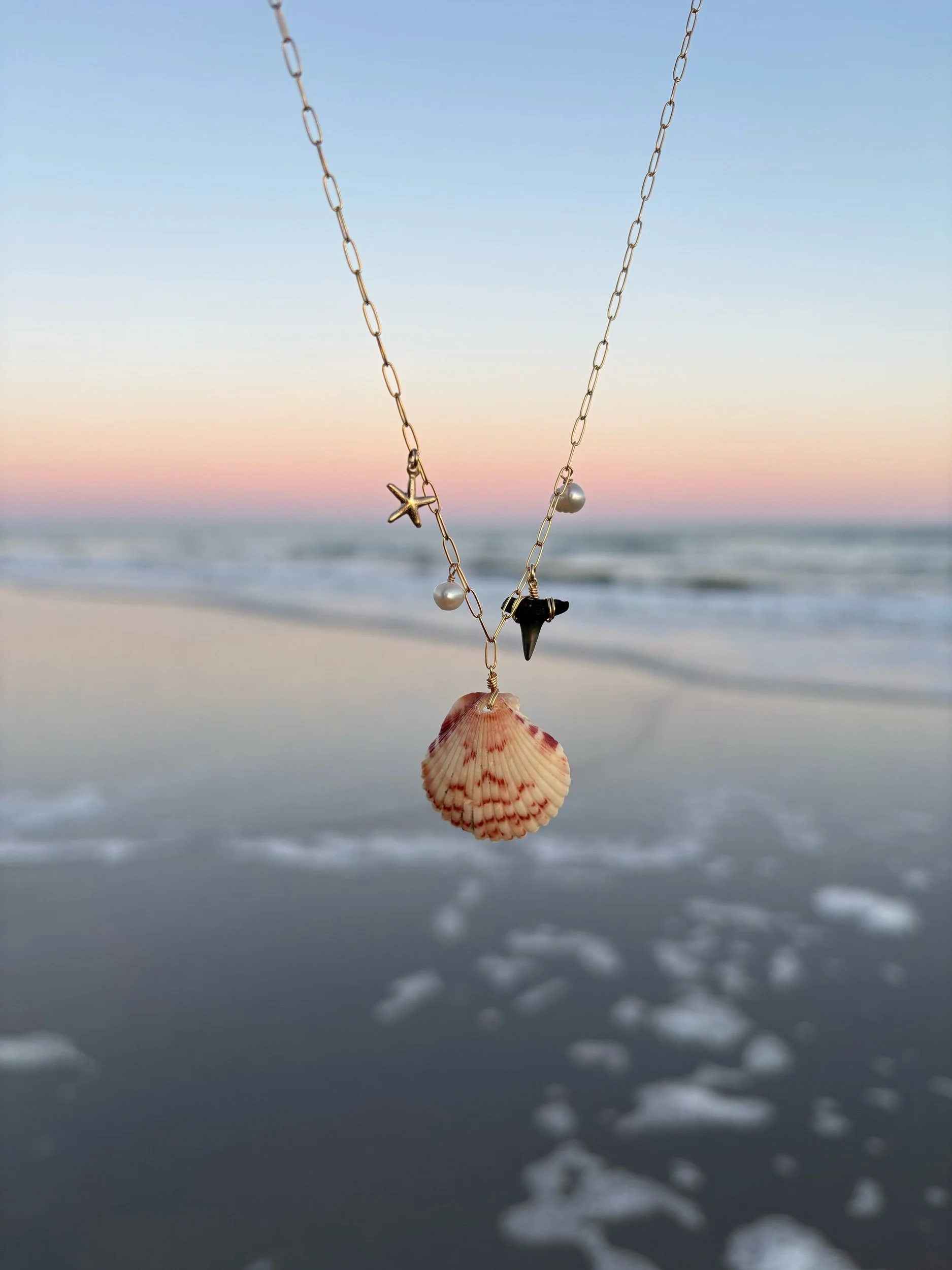 scallop charm necklace