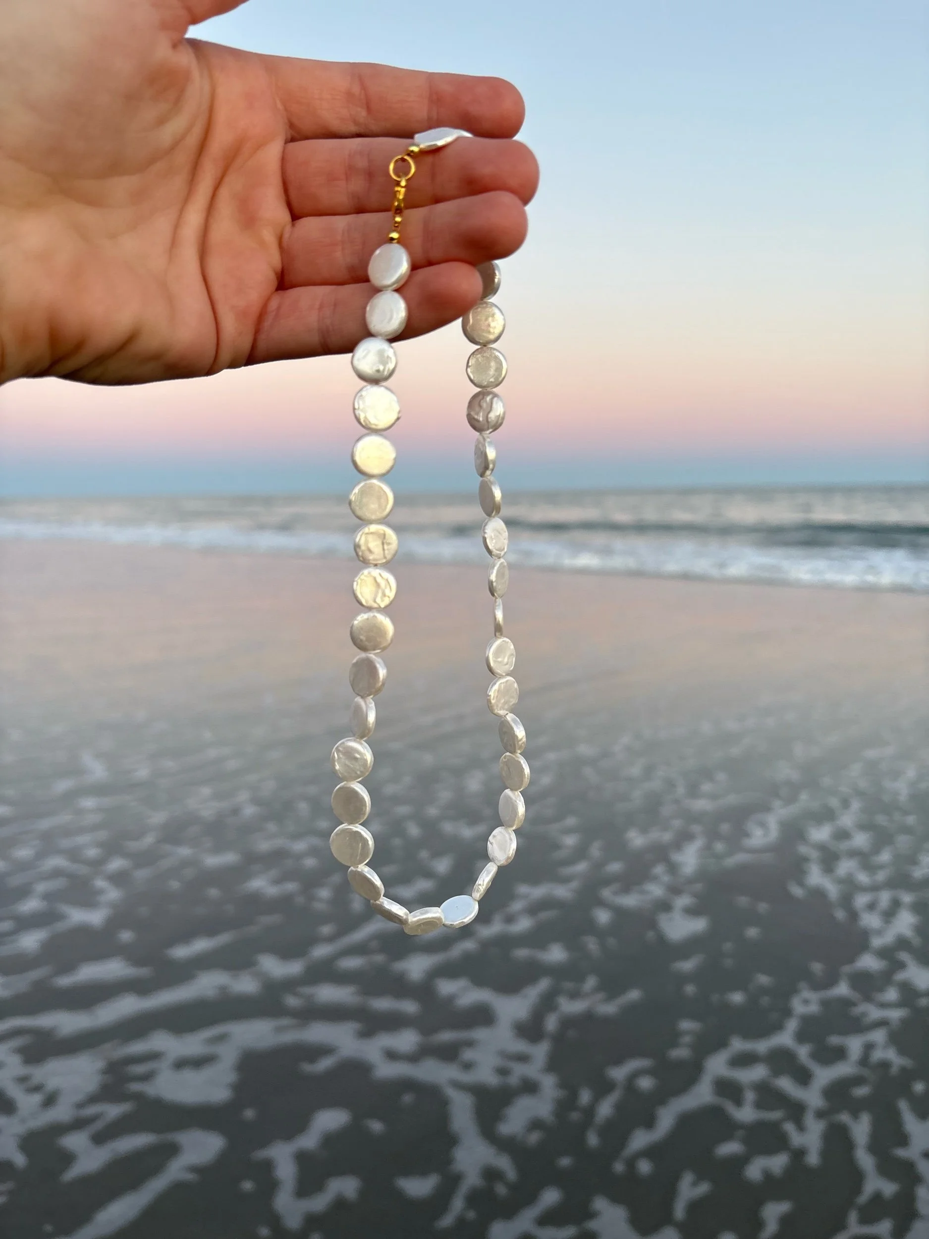 mother of pearl coin necklace