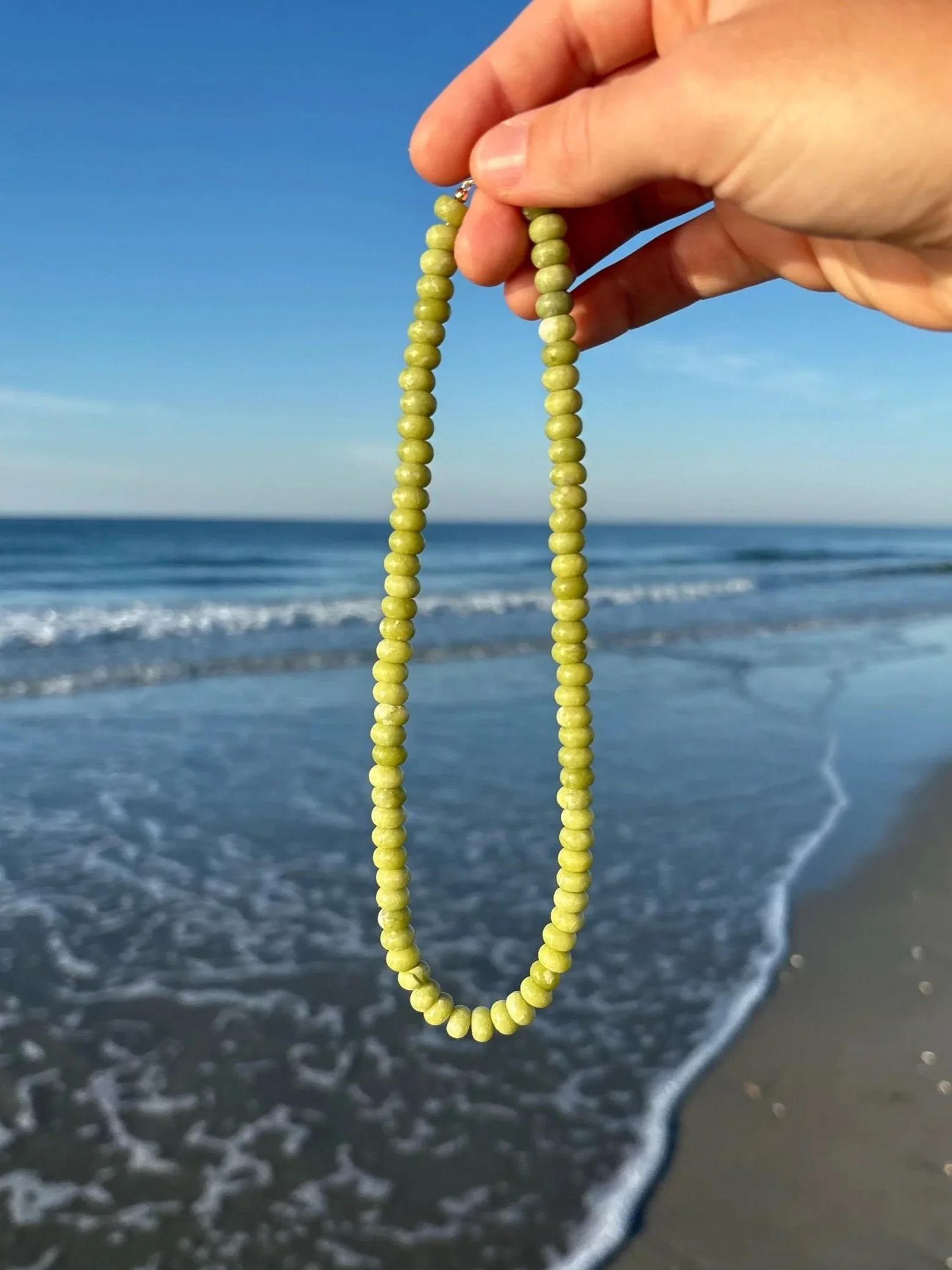 chunky green jade necklace