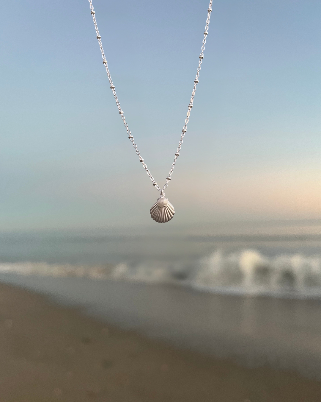 sterling silver shell & pearl charm necklace