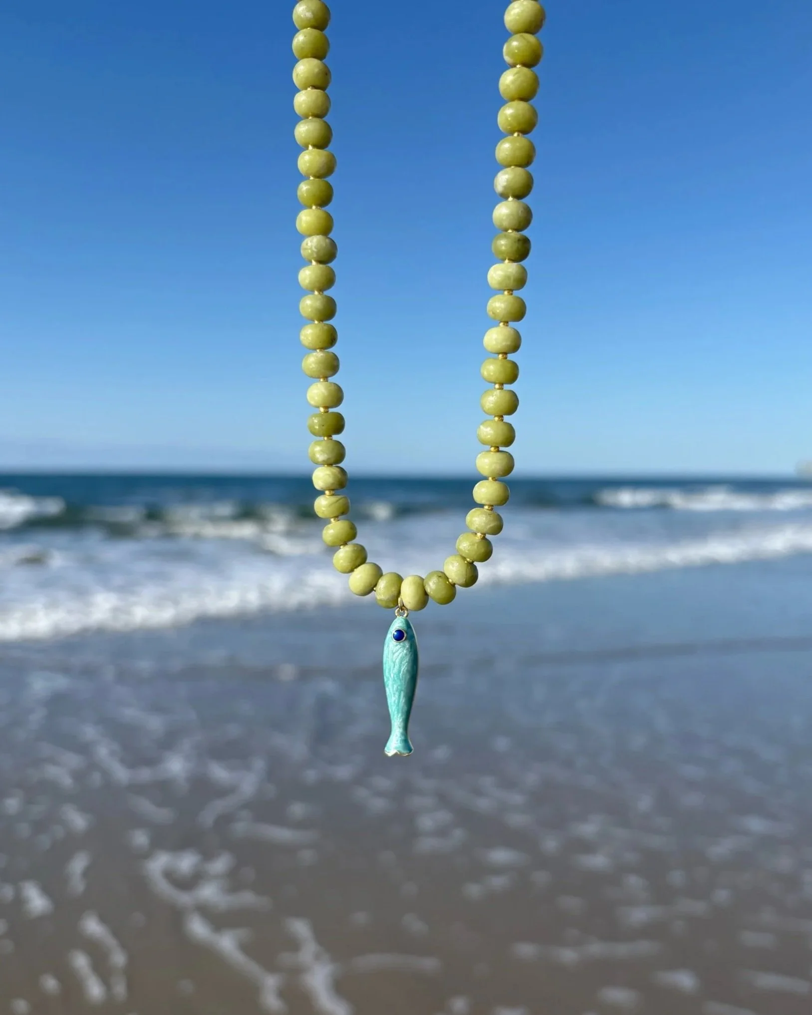 green turquoise fish necklace