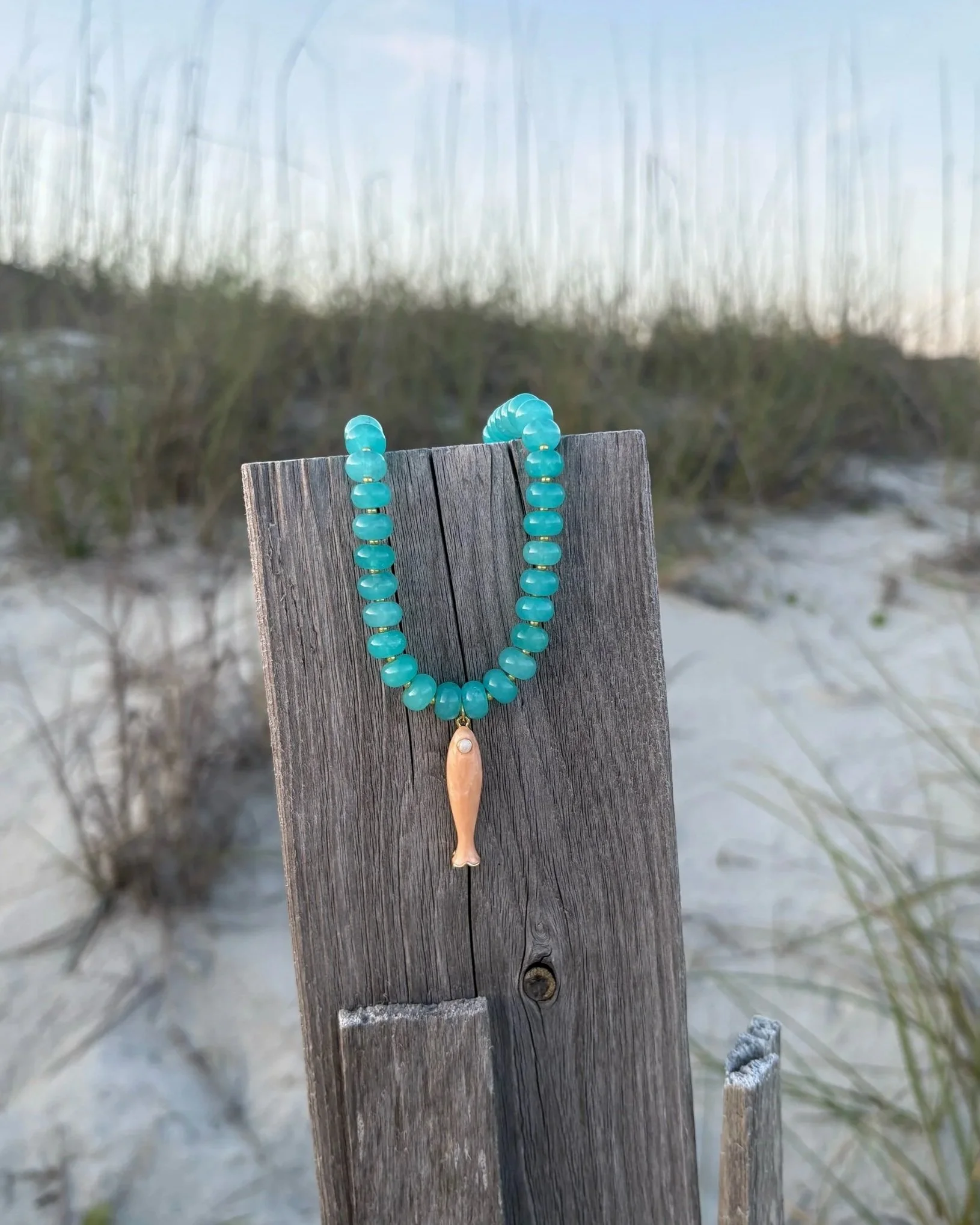 aqua jade fish necklace