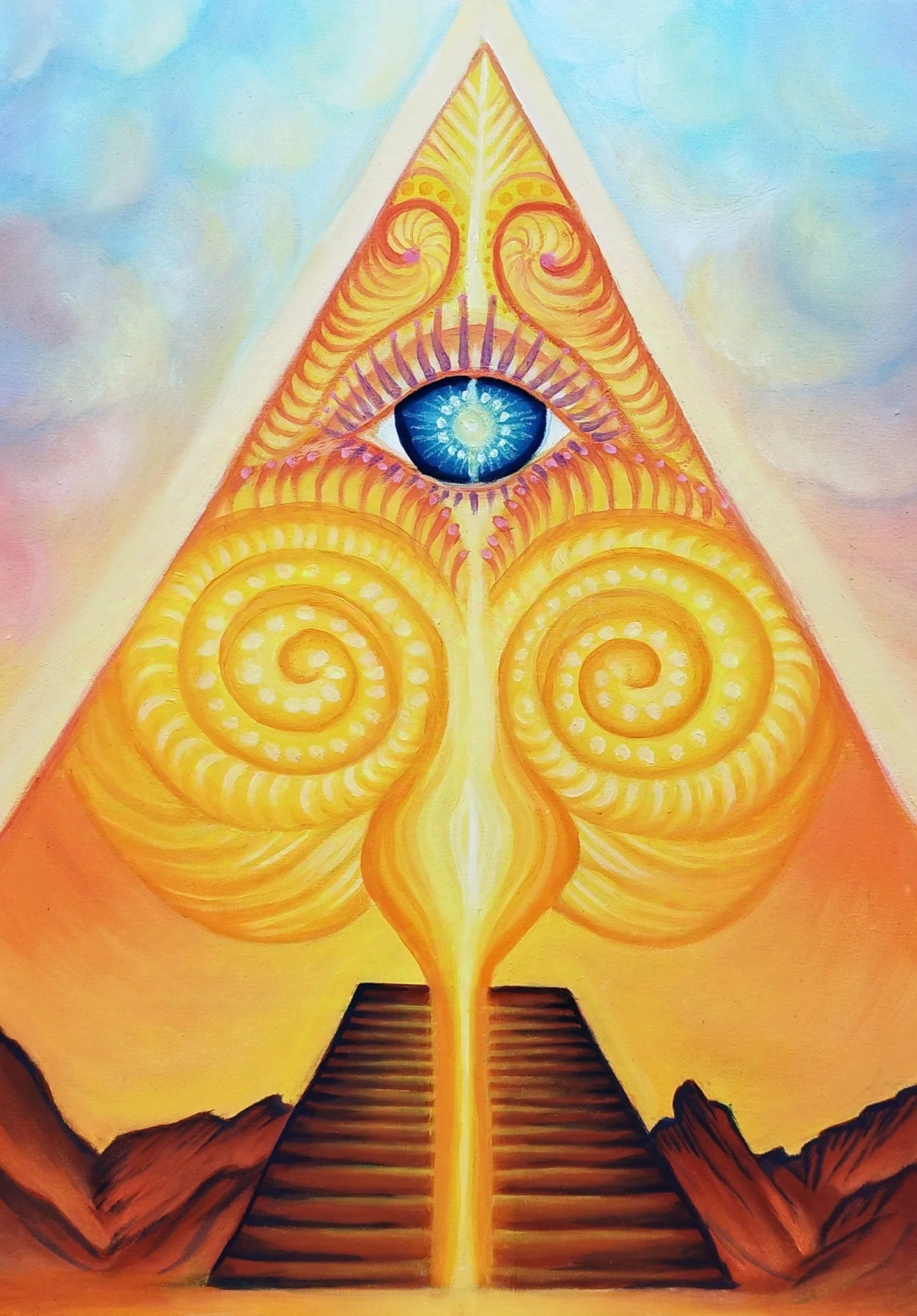 Golden Pyramids, oil on canvas, 50x70cm, 2024, £2000 (sold)