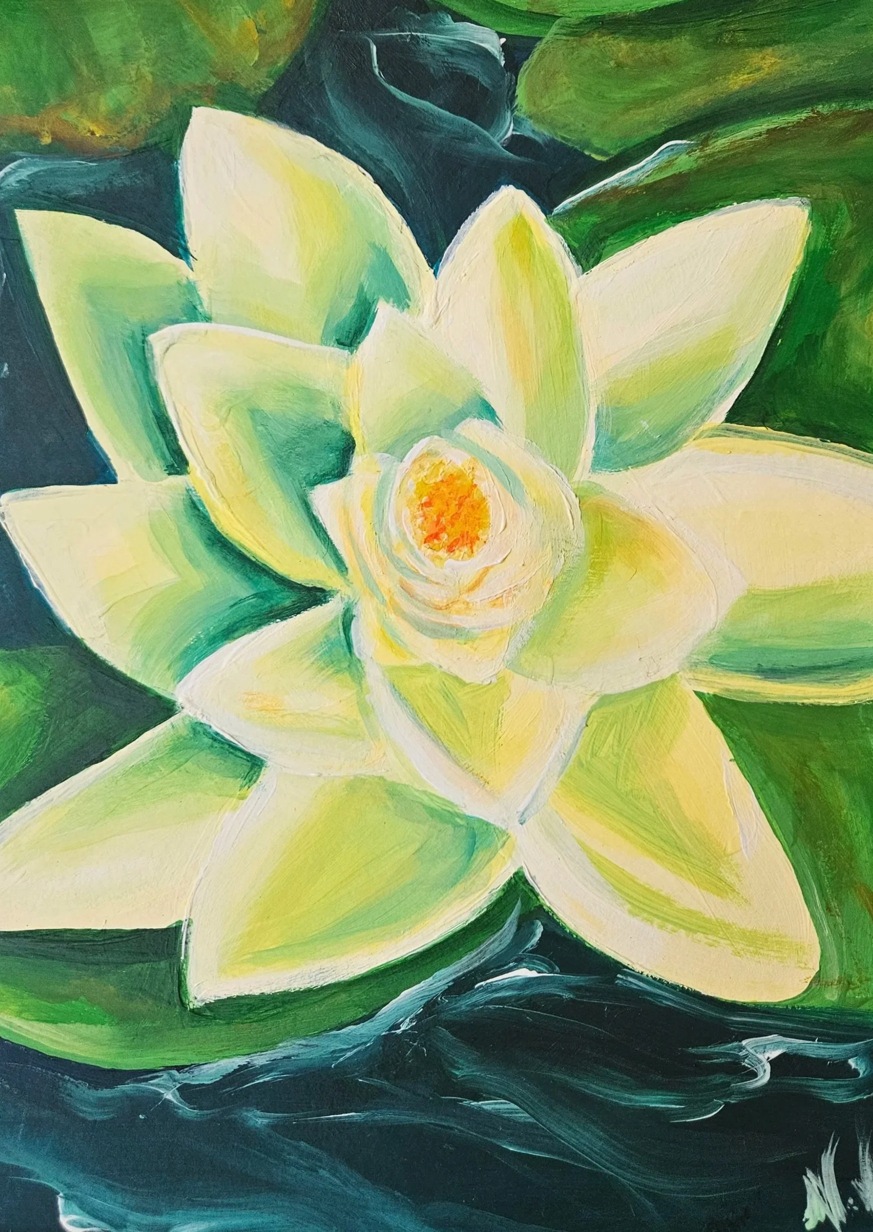 'Lotus'
Acrylic on card,
18x24cm unframed,
£1,000,
2026