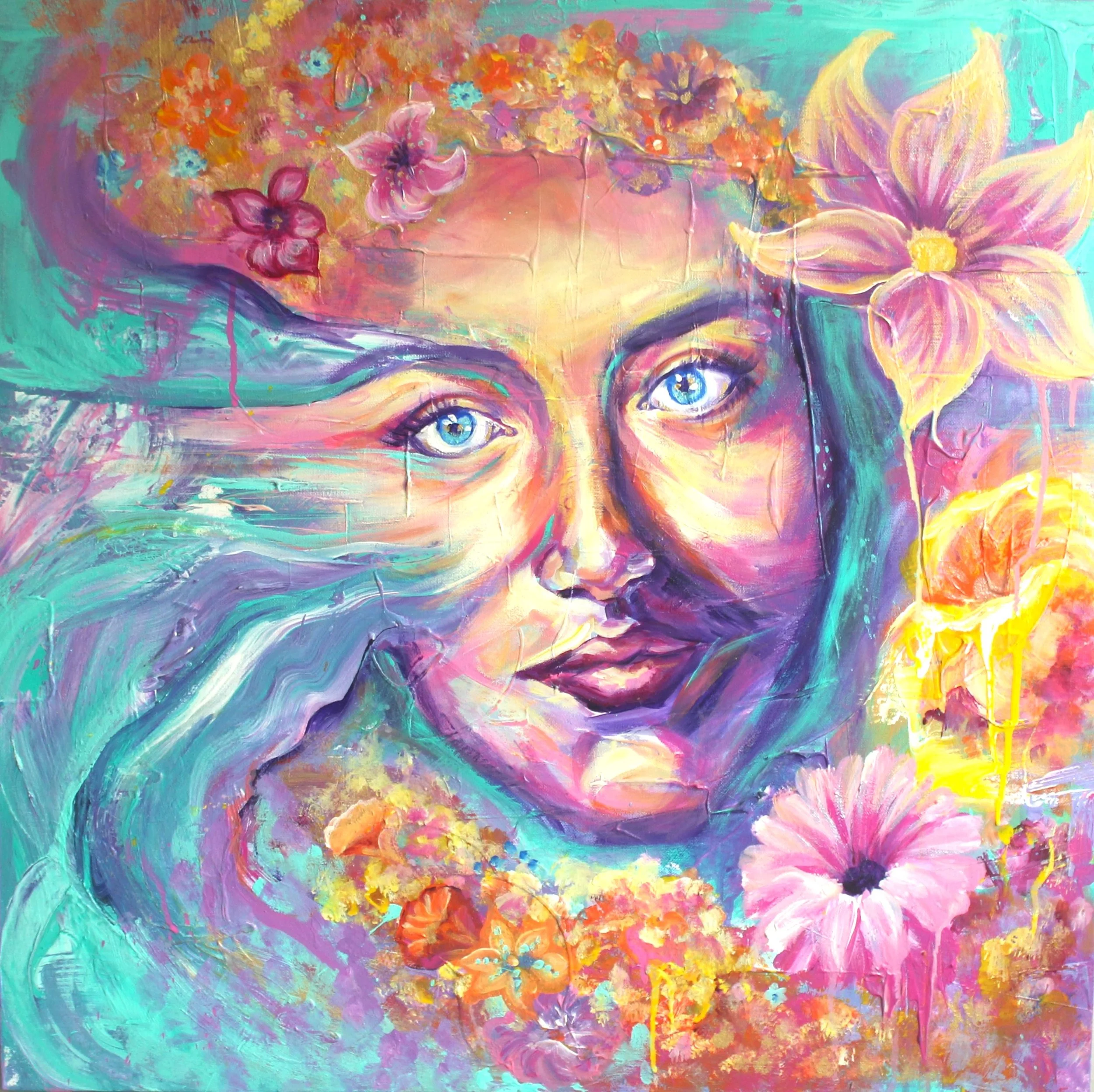'God's Garden'
Acrylic on canvas,
70x70cm, 
2026,
£4,450