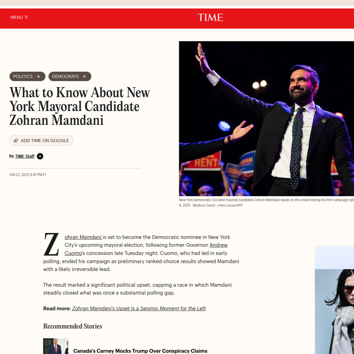 TIME - What to Know About New York Mayoral Candidate Zohran Mamdani