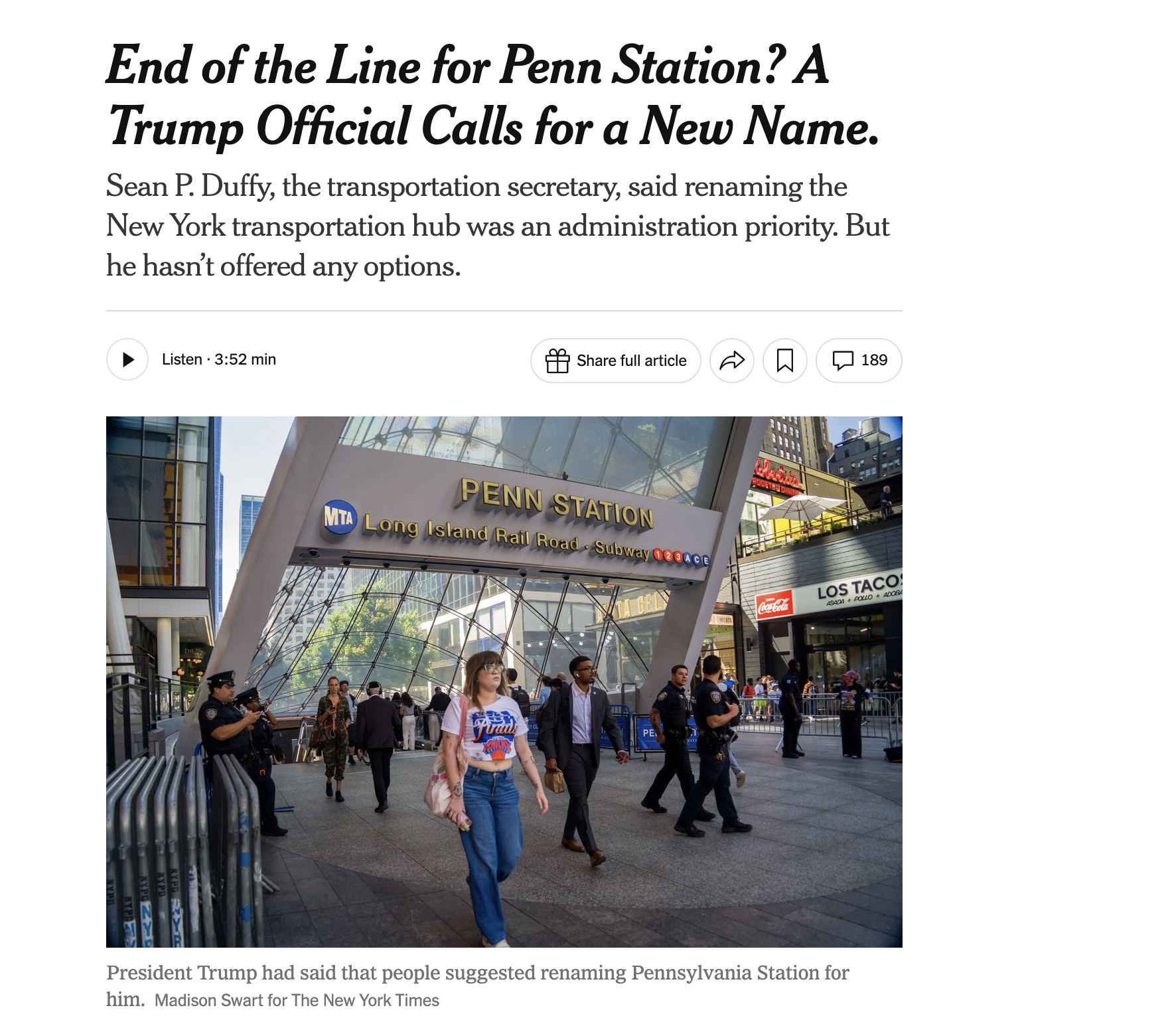THE NEW YORK TIMES - End of the Line for Penn Station?
