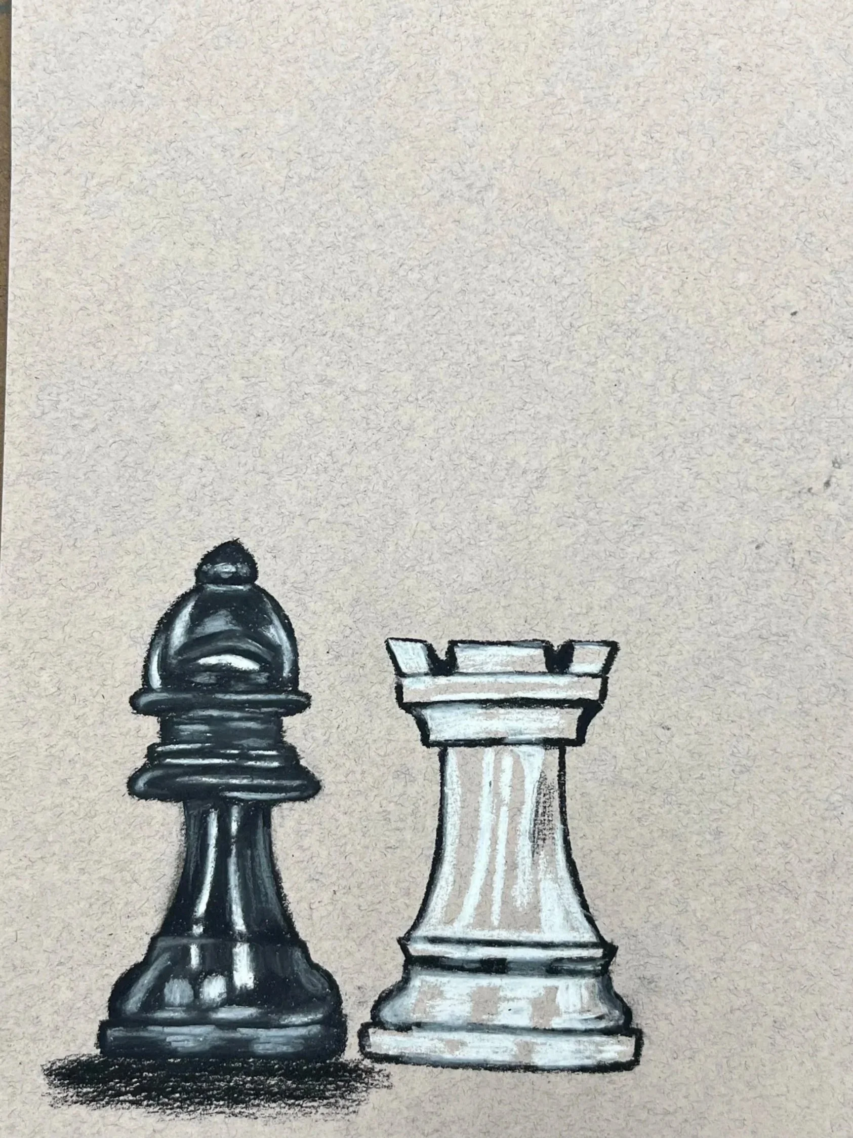 CHESS SERIES, 2025 (White and Black Charcoal on Paper)
