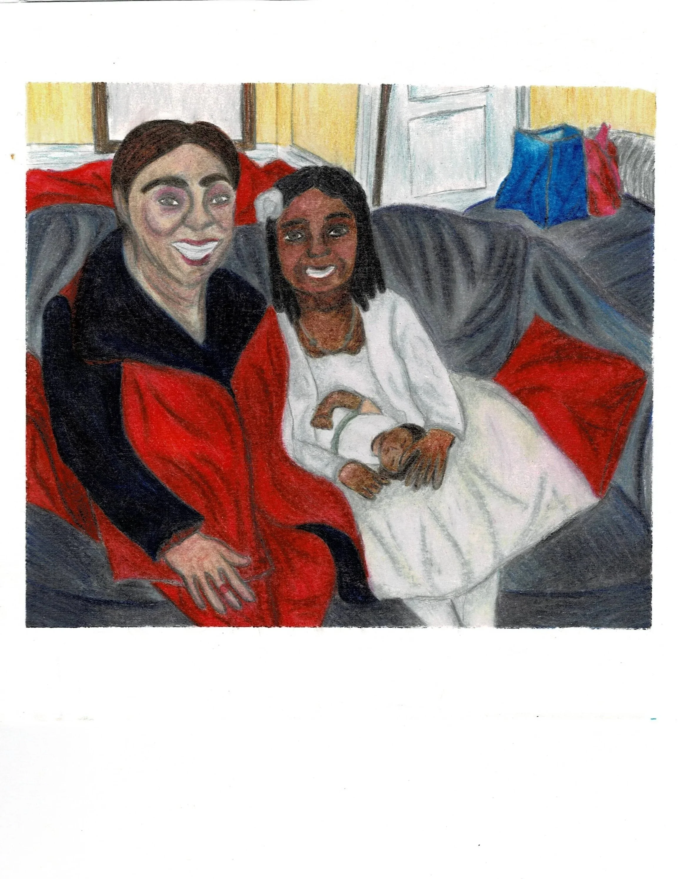 GRAMMY AND ME, 2025 (Graphite and Colored Pencil on Paper)