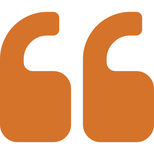 Large orange quotation marks on a black background.