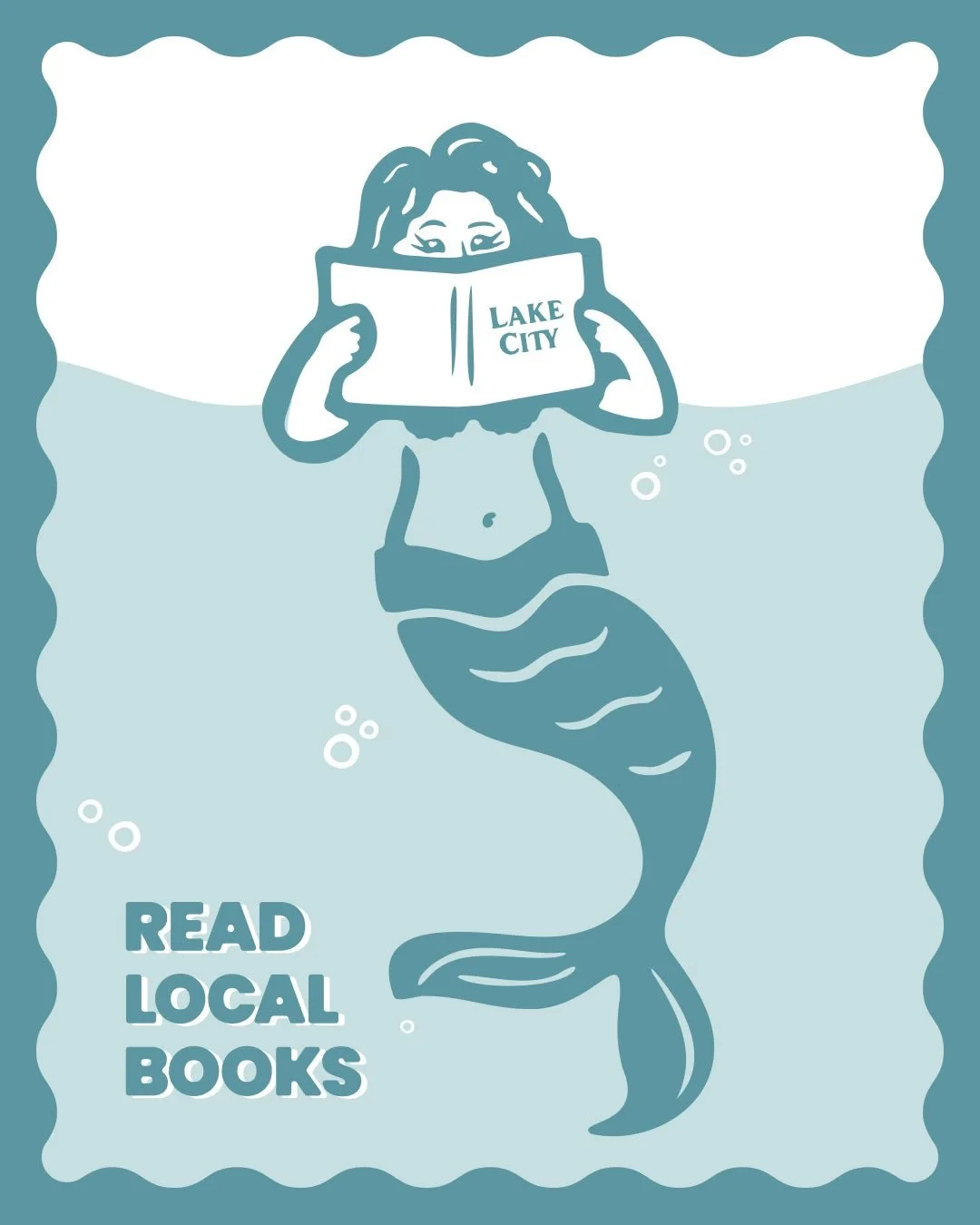 We 🩵 @lakecity.books! 

We had a blast the past few months collaborating with them on a brand refresh, creating visual guidelines for the team, and adding a bit of &ldquo;whimsy&rdquo; like the custom mermaid, waves, and bubble accents. 

If you&rsq