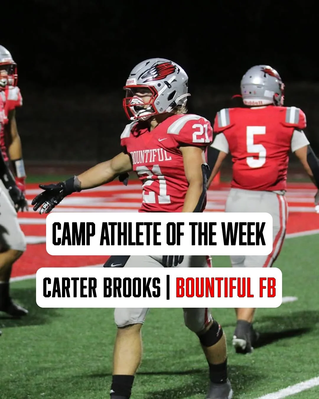 🌟 Athlete of the Week &ndash; Carter Brooks 🌟

This week at CAMP, Building Better Athletes, we&rsquo;re proud to recognize Carter Brooks from Bountiful High School for his outstanding performance on the field. Carter was a dominant force on defense