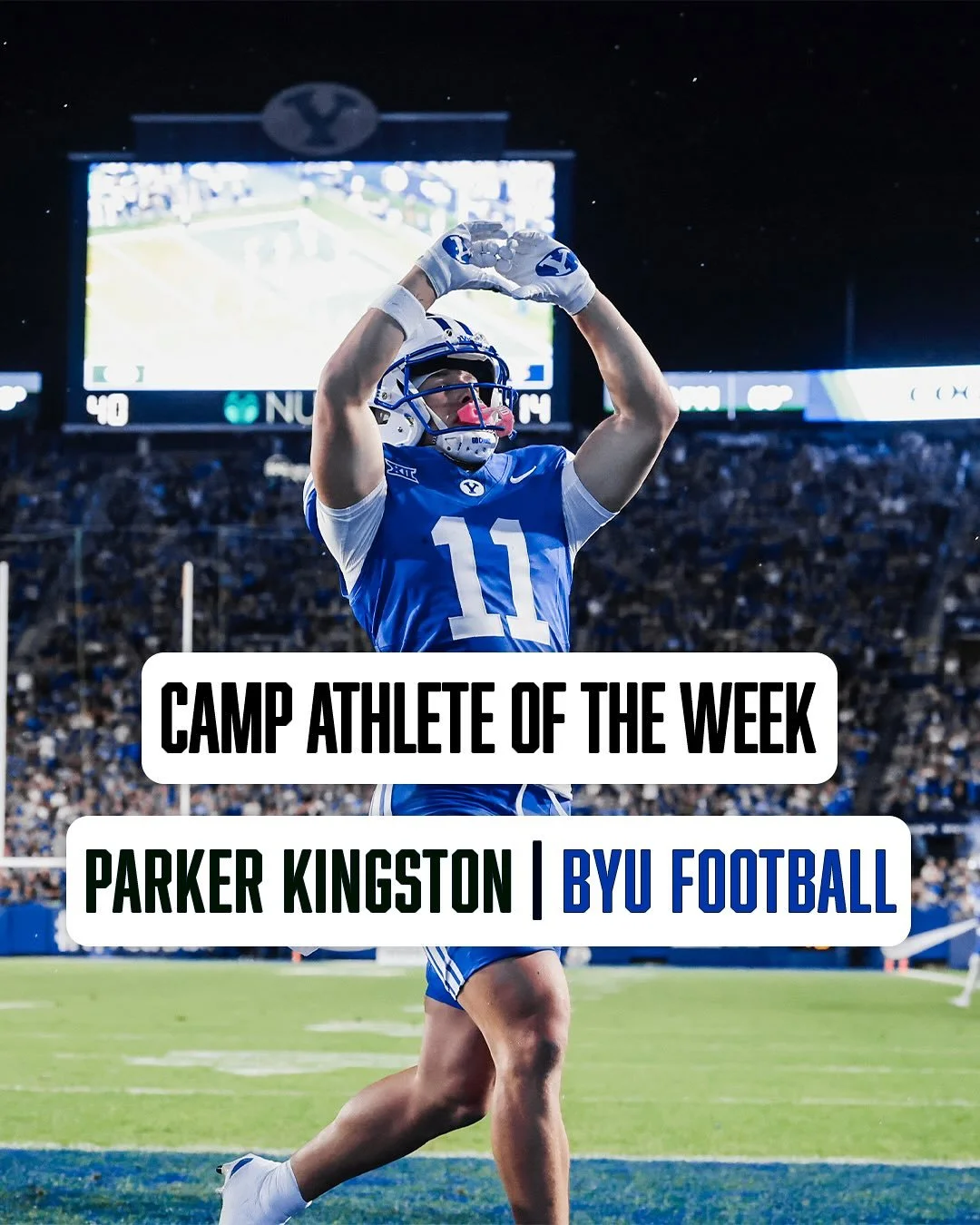 🏆 Athlete of the Week &ndash; Parker Kingston 🏆

This week at CAMP, Building Better Athletes, we&rsquo;re proud to recognize Parker Kingston for his outstanding performance in BYU&rsquo;s matchup against West Virginia. Parker showcased his explosiv