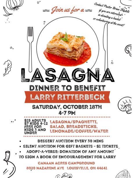 Lasagna Dinner Fundraiser