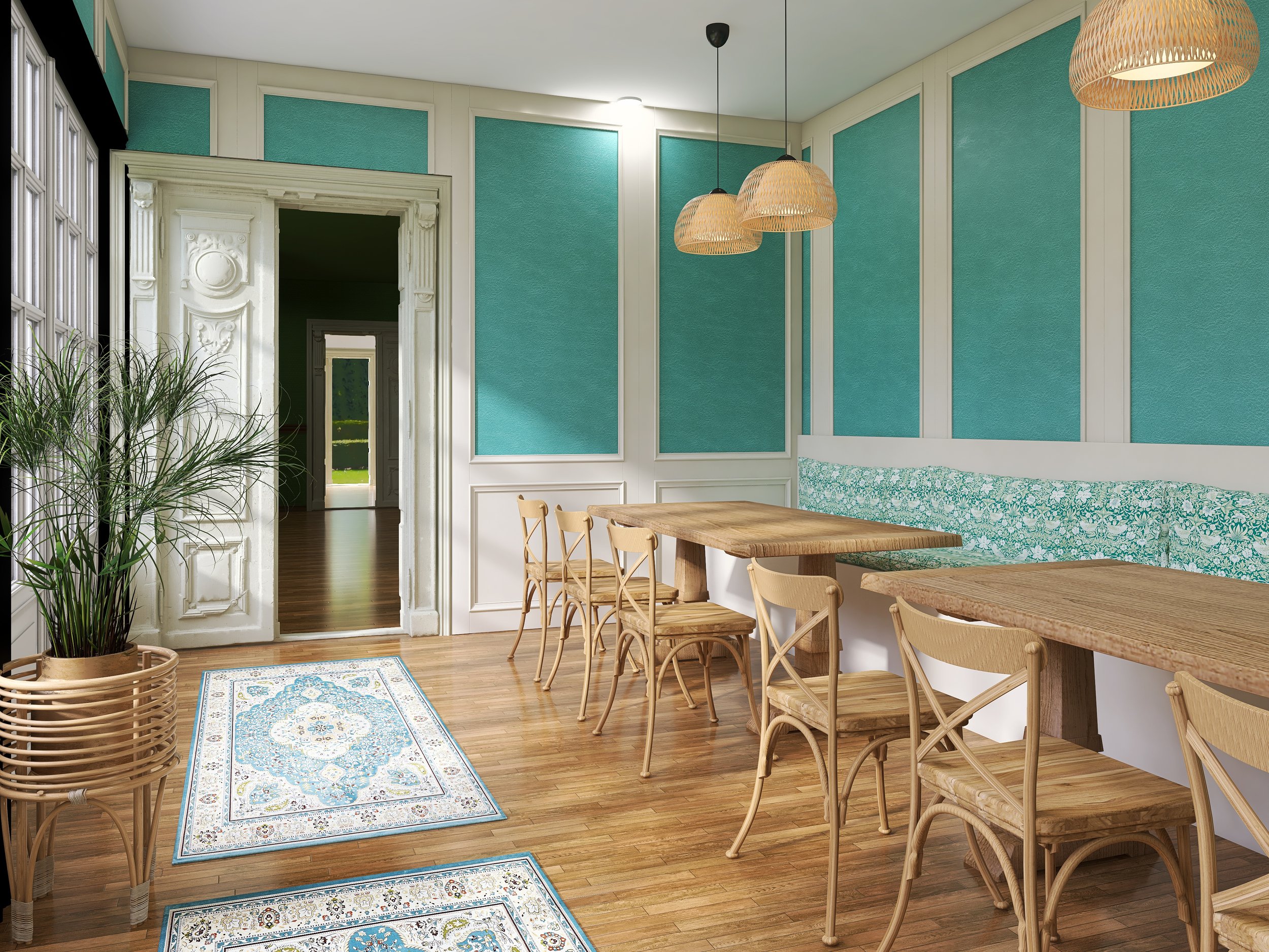 Situated at the back of the house, the kitchen serves as the private heart of the home. A generous transitional dining room connects it to the rest of the house, creating an ideal space to gather, host, or safely experiment—culinary or otherwise—away