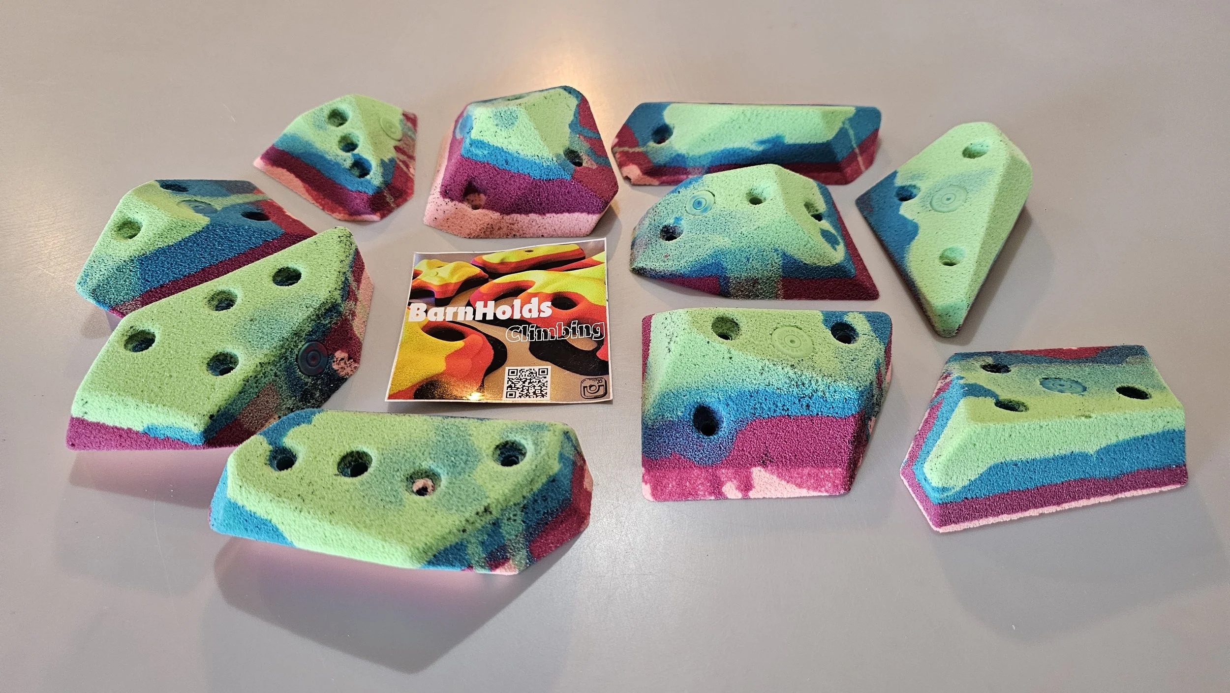 Barnholds climbing rock holds, cartridge crystal crimps pinches set