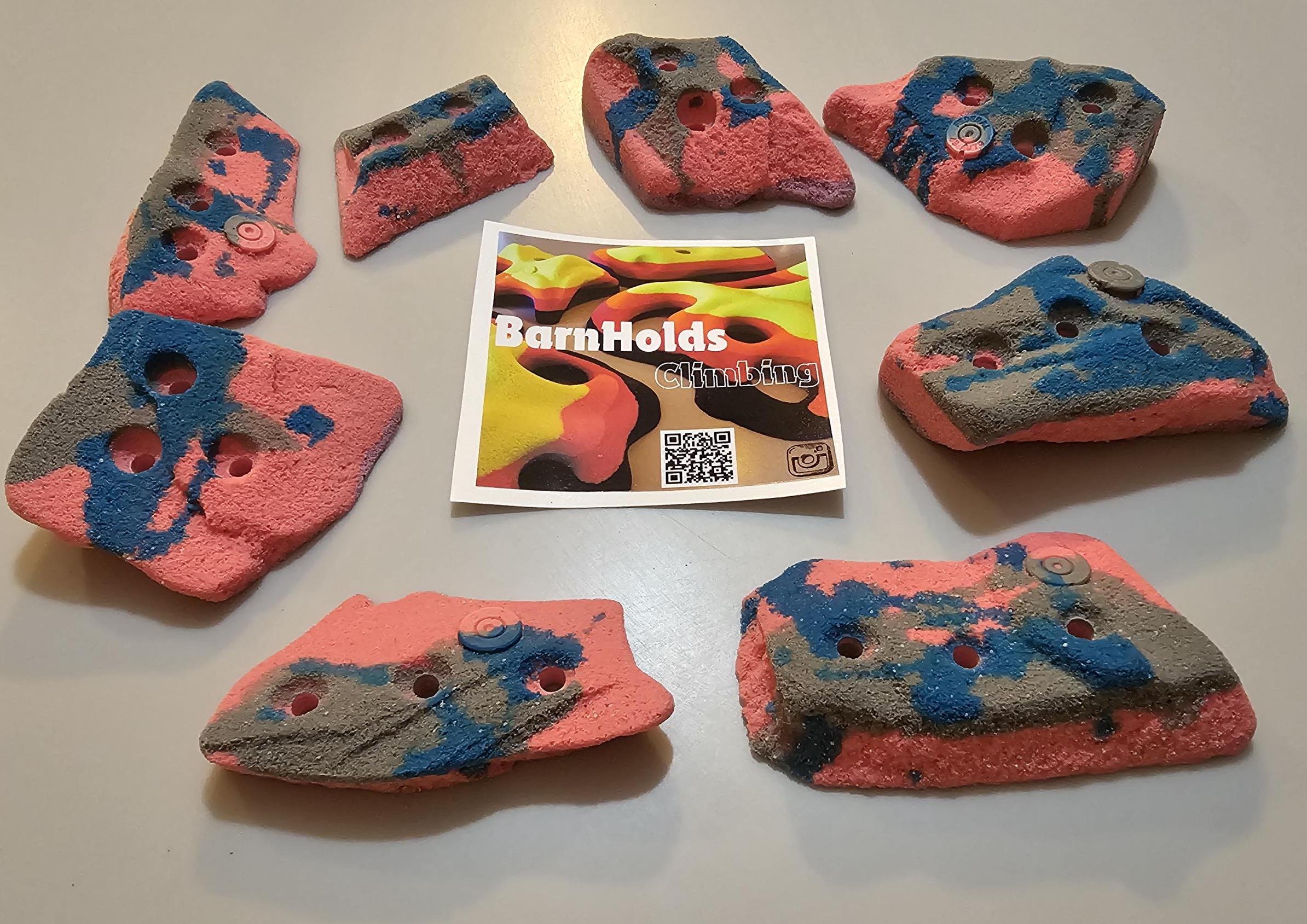 BarnHolds Rock Climbing holds, 100% custom boulder problem unique set!