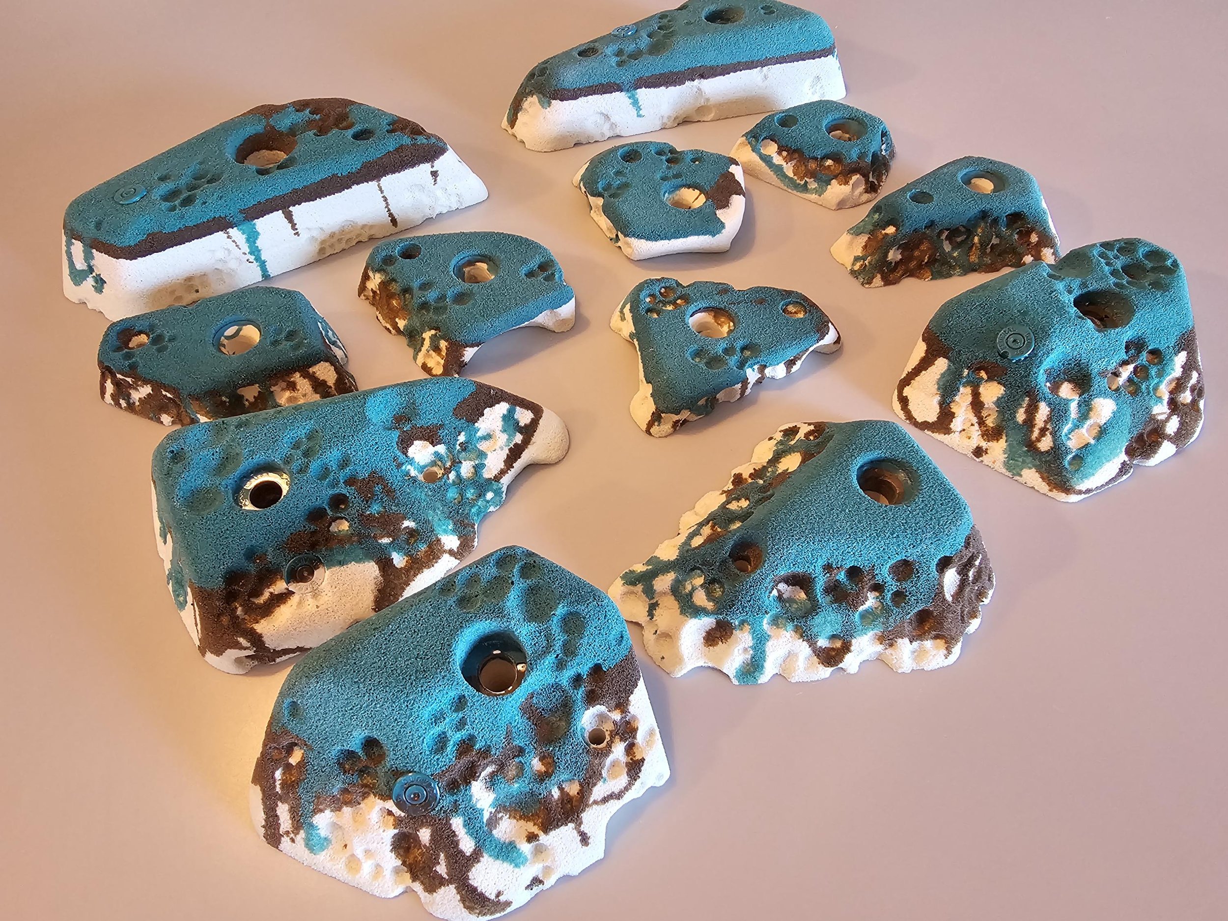 BarnHolds Rock Climbing holds, 100% custom boulder problem unique set!