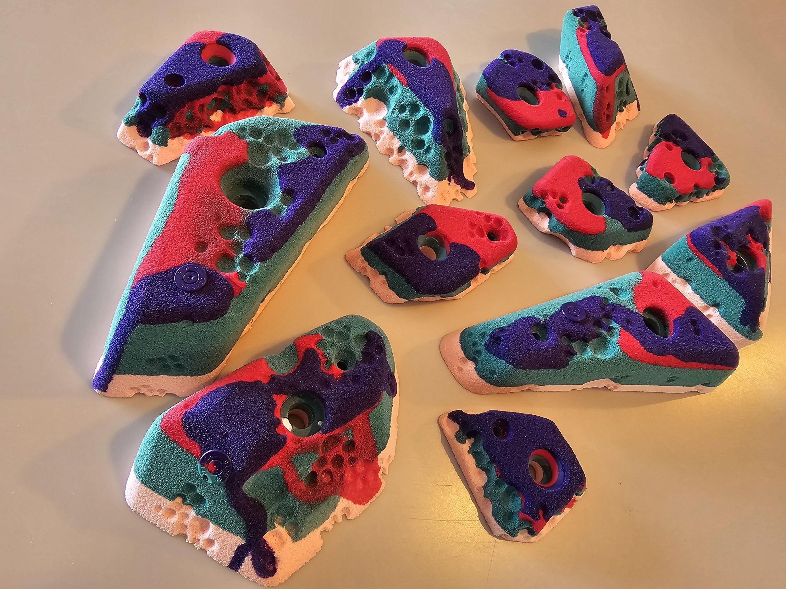 BarnHolds Rock Climbing holds, 100% custom boulder problem unique set!