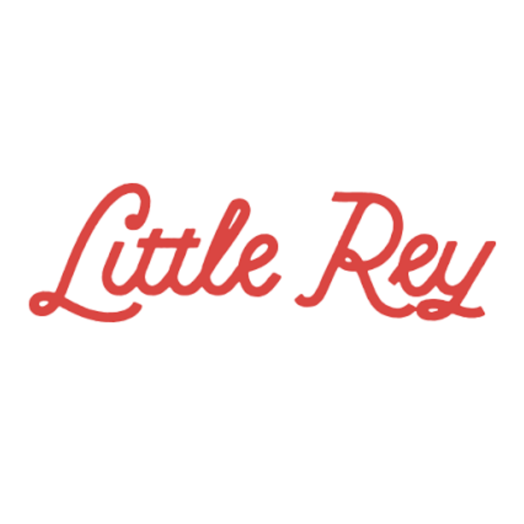 Red logo for Little Rey in a cursive font. 