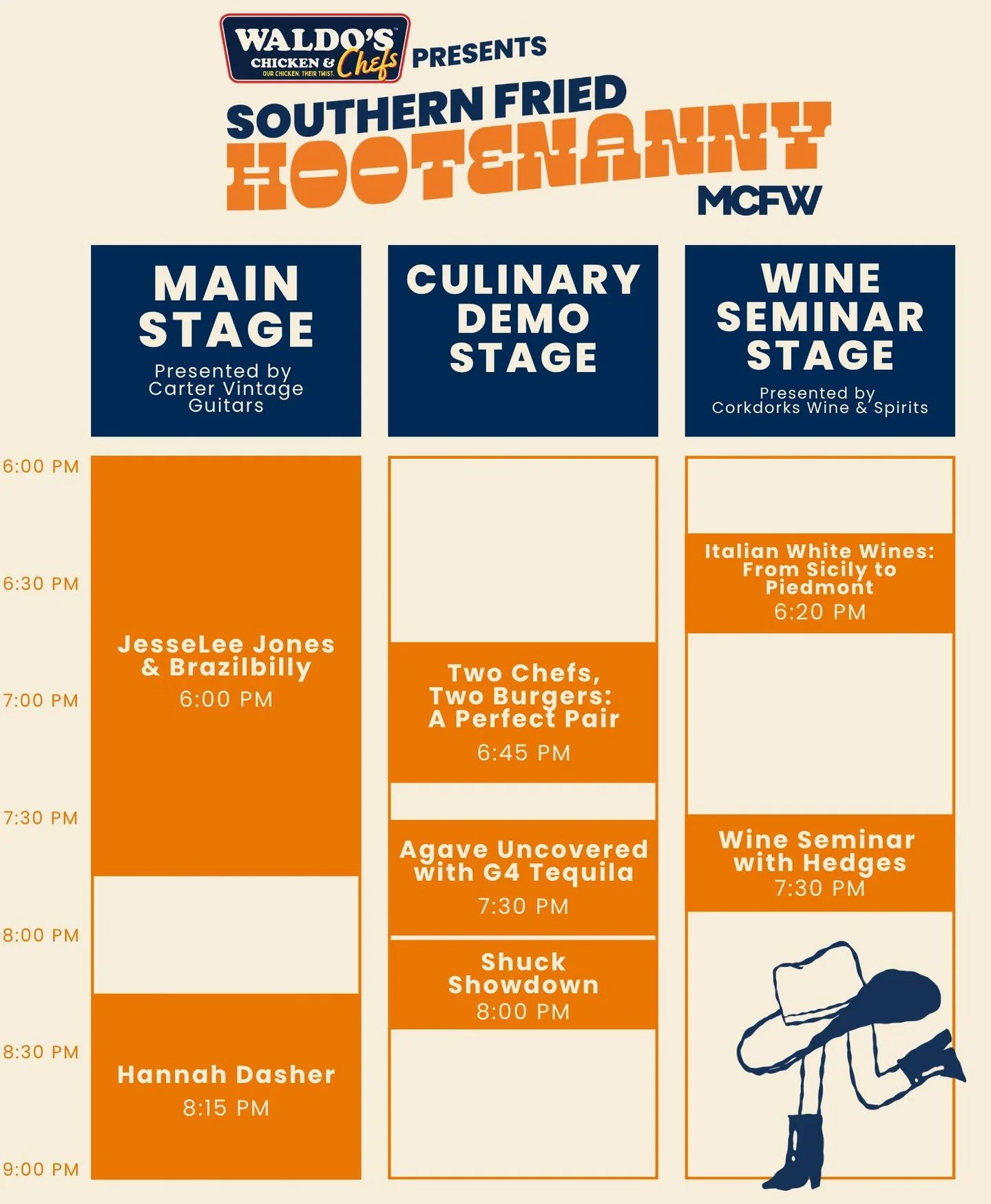 The stage is set for Friday night! Southern Fried Hootenanny, presented by @waldoschicken, is a full blown party in the park and the perfect way to kickstart your #MCFW weekend. 

Grab your tickets now to enjoy live performances on the Main Stage fro
