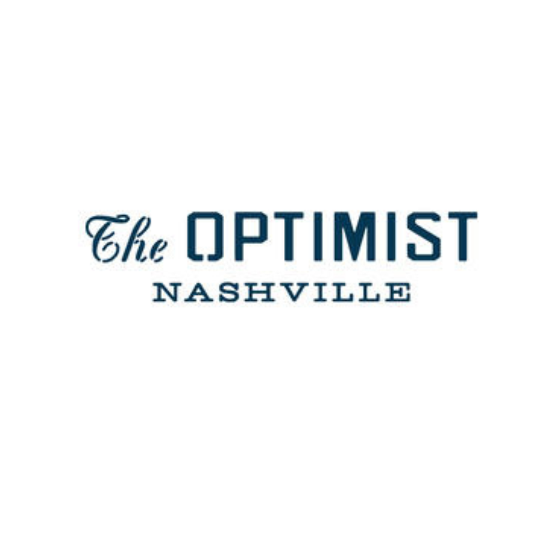 Blue logo for The Optimist Nashville that reads "The Optimist Nashville" 