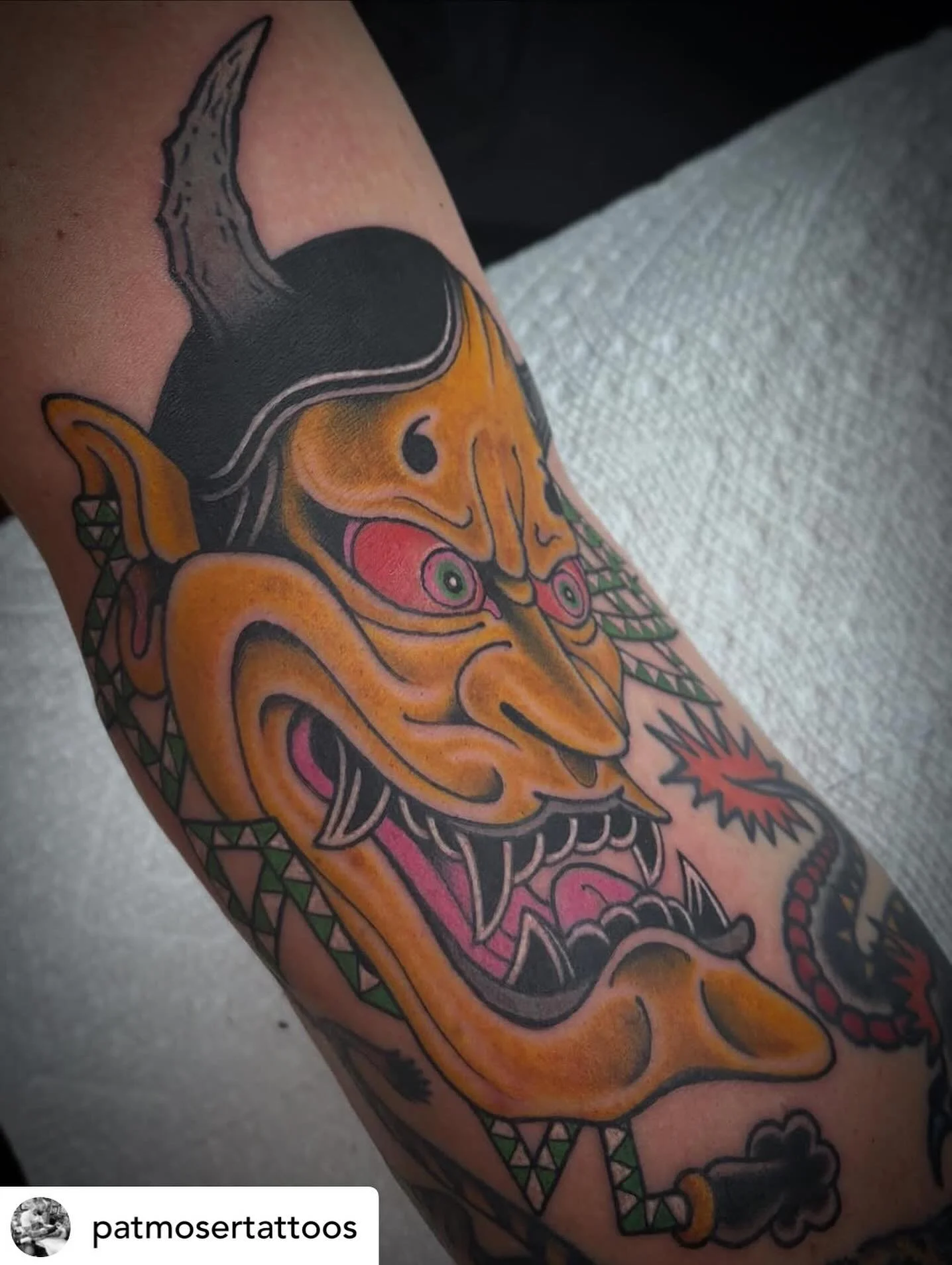 Hanya Mask by @patmosertattoos done at #havertownelectrictattoo 

#delco 
#delcotattooshops 
#havertown
