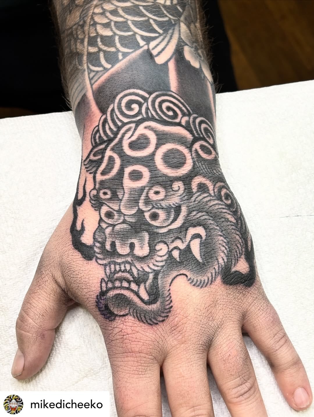 A food dog to finish off this sleeve by @mikedicheeko done at #havertownelectrictattoo 

We&rsquo;re open 7 days a week at Noon everyday!
Walk-ins always welcome!
Gift cards are available!