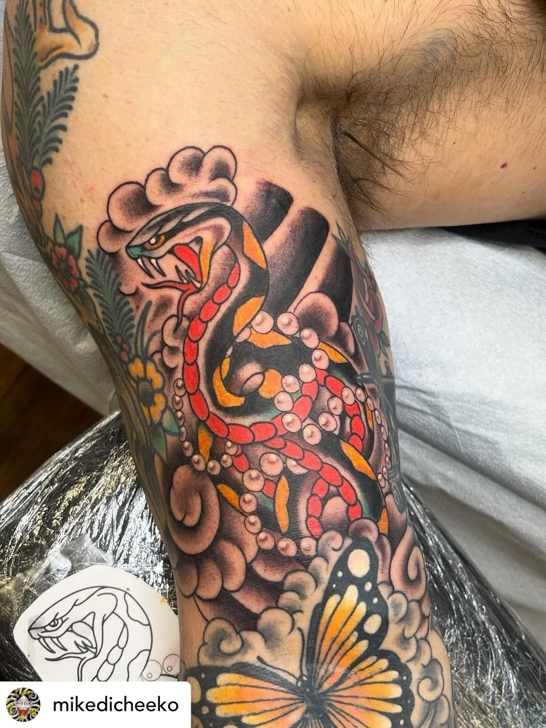 🐍 and 🐉 done by @mikedicheeko at #havertownelectrictattoo 

We&rsquo;re open 7 days a week!
Appointments aren&rsquo;t required! Stop by!