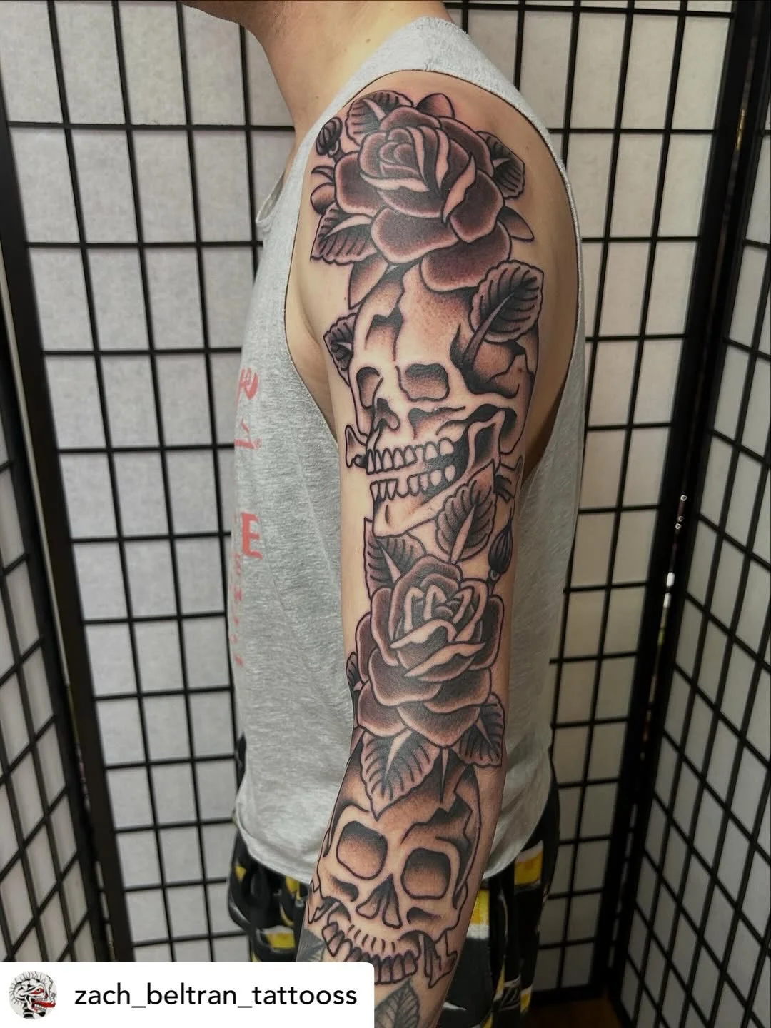 Can&rsquo;t go wrong with Roses and Skulls! Sleeve done by @zach_beltran_tattooss at #havertownelectrictattoo 

We&rsquo;re ready for tatts 7 days a week! No appointment required!