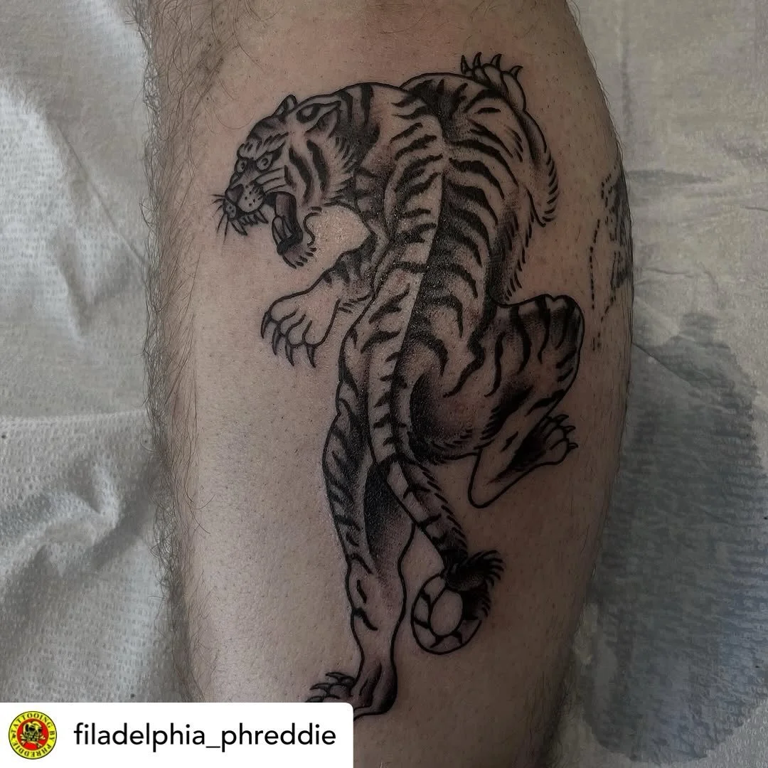 Tiger by @filadelphia_phreddie done at #havertownelectrictattoo 

We are open 7 days a week!
Walk-ins always welcome!