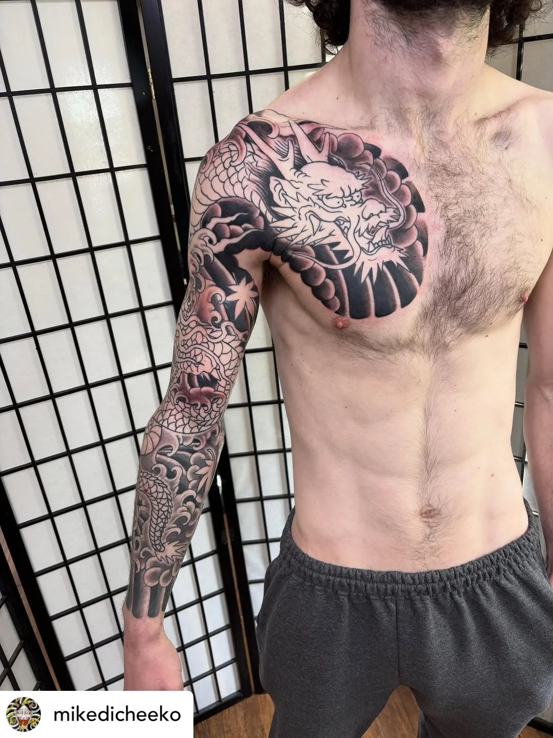 Outline and black work ✅
Color is next! 

Sleeve in progress by @mikedicheeko always booking at #havertownelectrictattoo