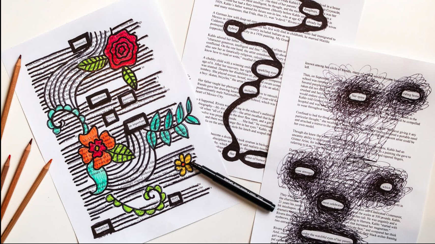 Blackout Poetry Creative Session at St. Cloud Tech