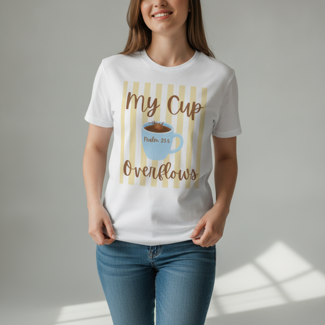 "My Cup Overflows" Psalm 23:5 Comfort Colors Tee