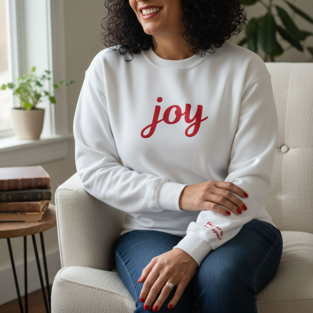 Joyful Sweatshirt with Fruit of the Spirit Cuff Detail