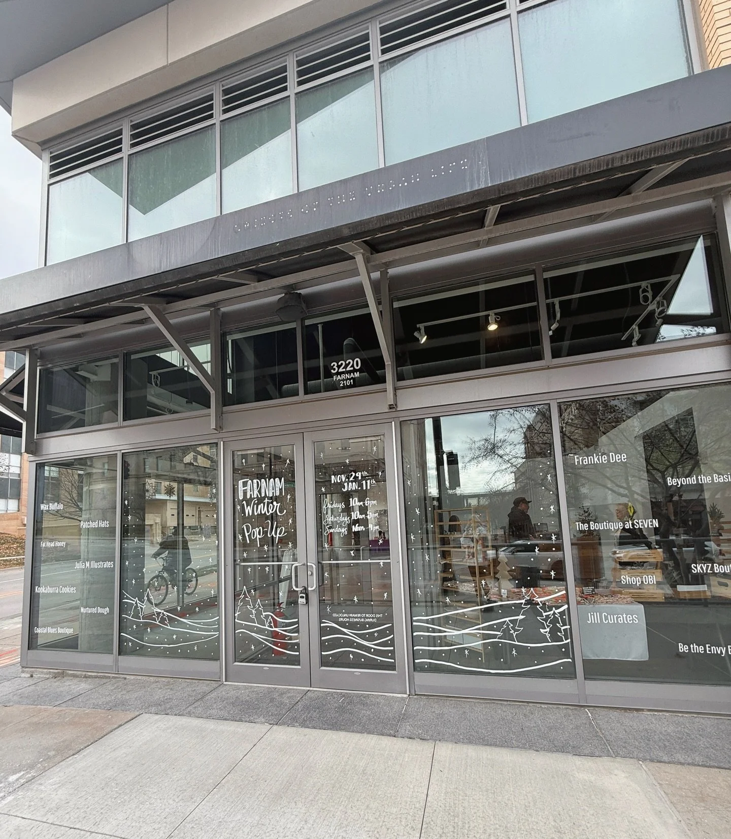 Weekend 2✅ and weekend 3 is up next. Catch the Farnam Winter Pop-up Friday-Sunday. And the one after that. And the one after that. And so on lol. 

A few more highlights for our semi-permanent popup folks 😂

The Boutique at Seven
Located inside Seve