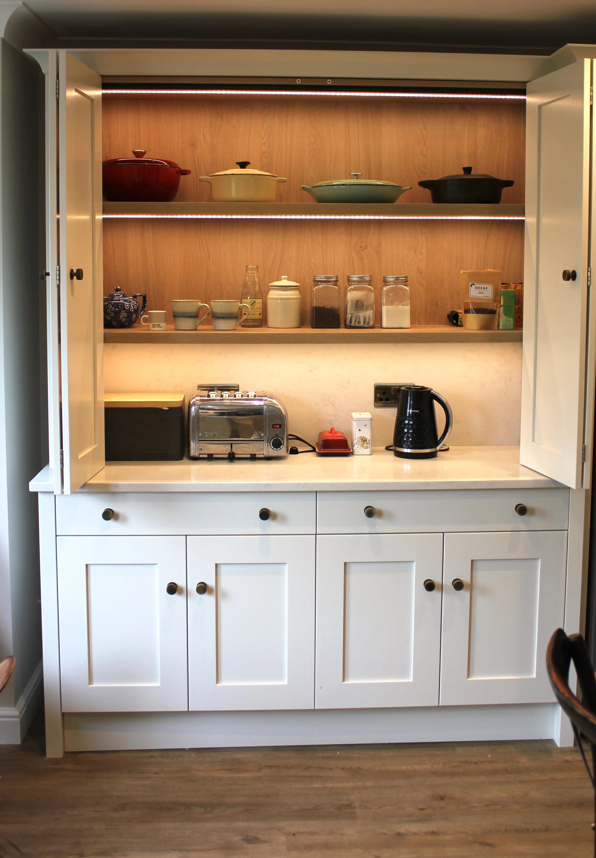Panty Cupboards with Coffee and Toast Making area