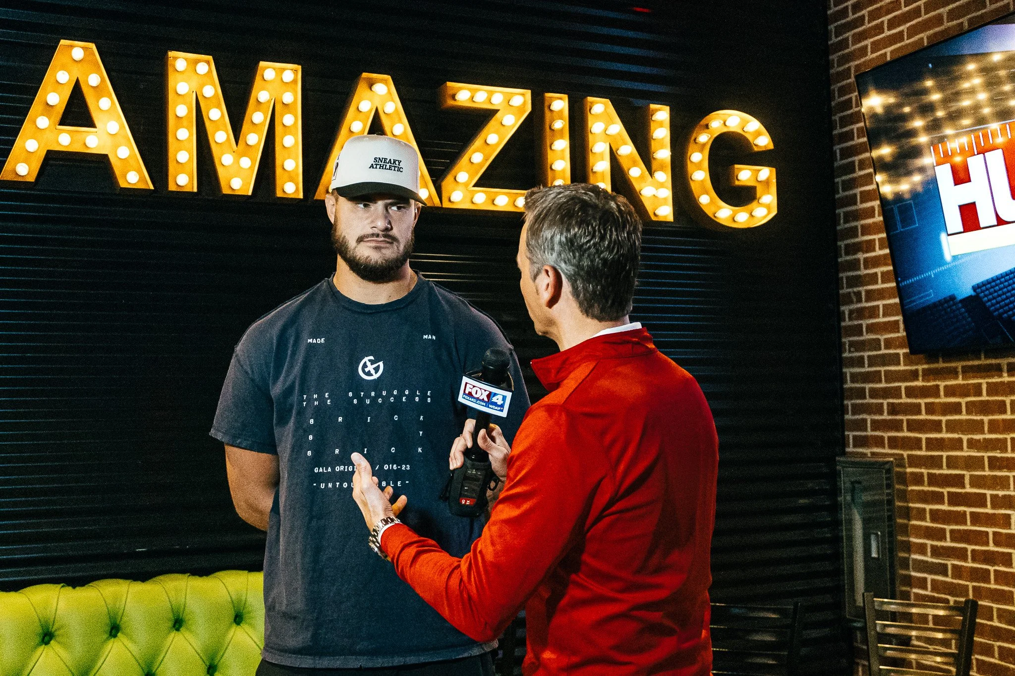 Rob Collins interviews Jared Wiley during Kansas City Huddle in Overland Park.