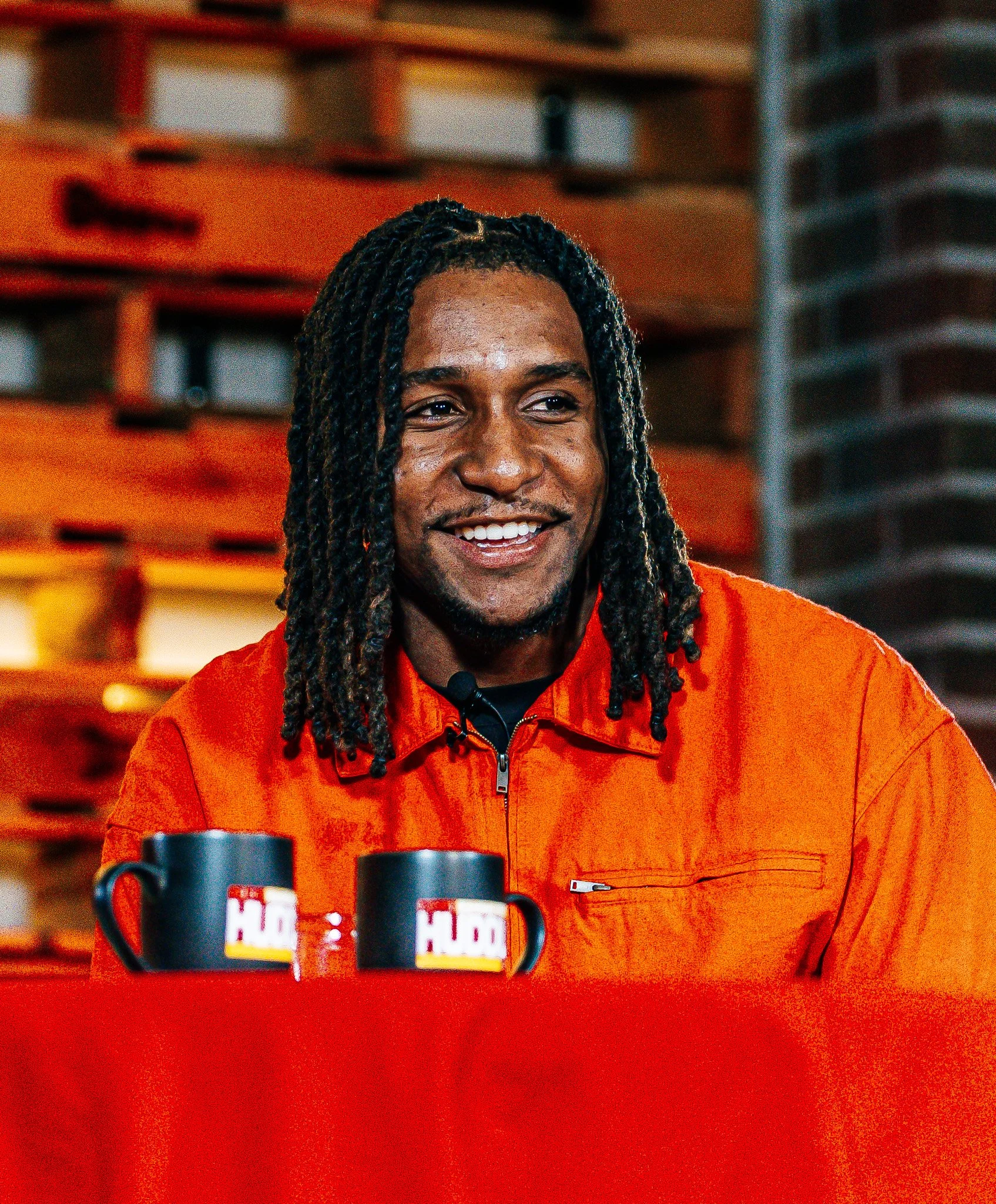 Kansas City defensive back Nohl Williams smiles during a live episode of Kansas City Huddle.