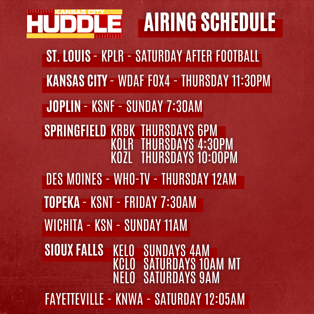 the airing schedule for Kansas City Huddle across Missouri and surrounding states