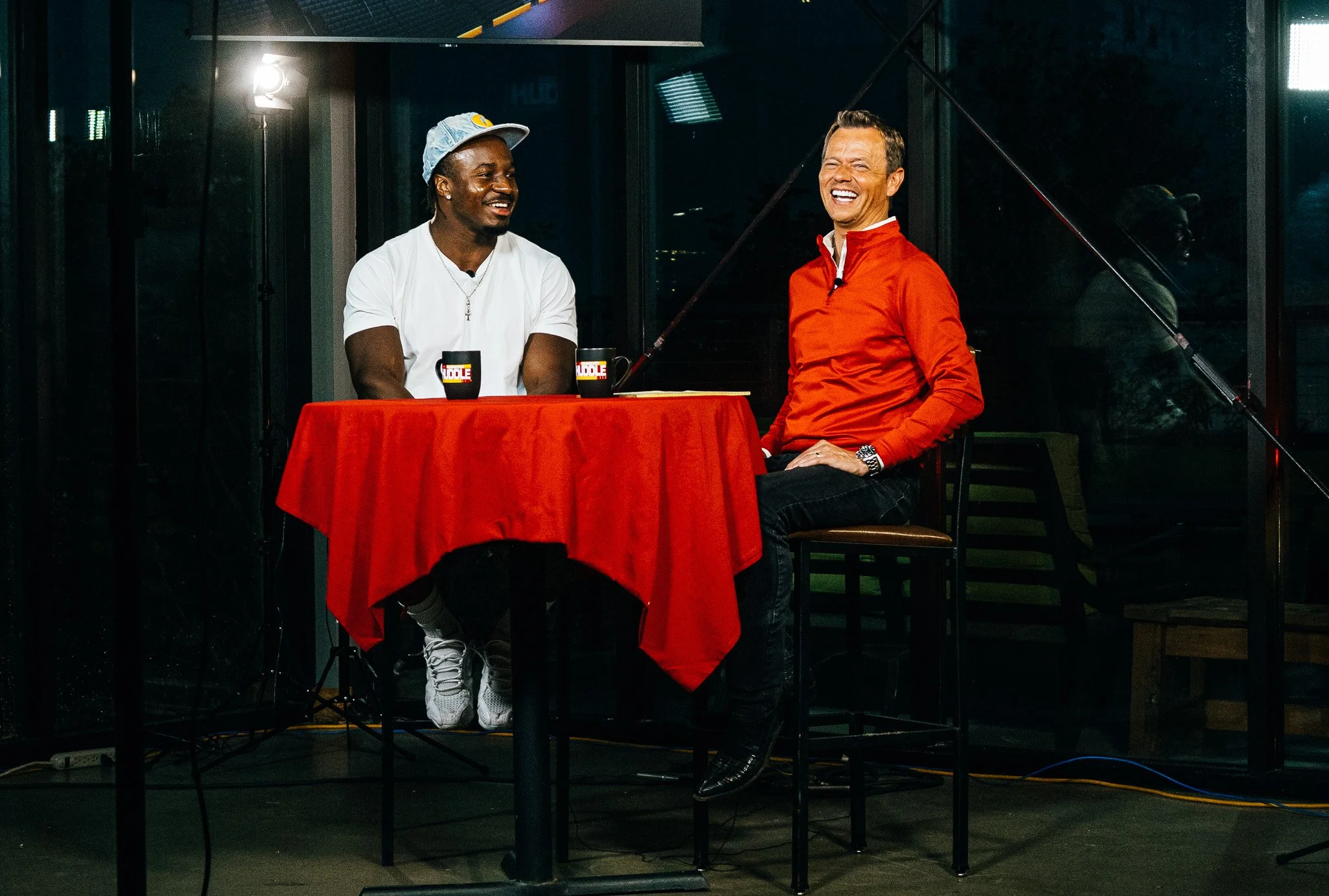 Jeffrey Bassa and Rob Collins during a live Kansas City Huddle episode