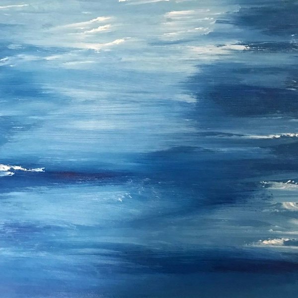 Blue abstract artwork with layered shades of blue for therapy for artists and creatives