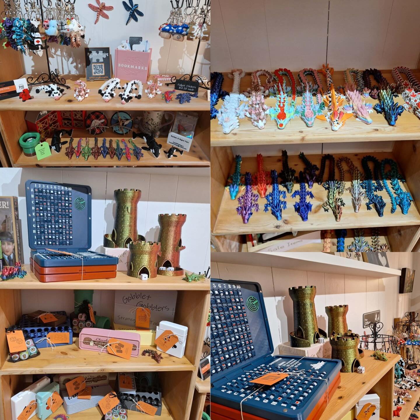 Come on down to @piggyandpaisleyvictoria where we sell a bunch of our stuff ! From keychains to board games we have a wide variety of 3D printed goodness 🎉
