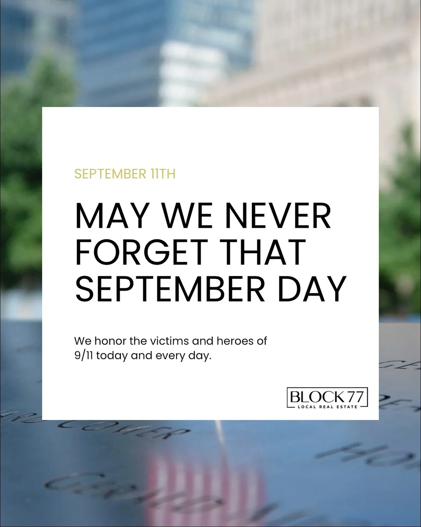 Today, we pause to honor the memory of those we lost on 9/11, and extend our deepest gratitude to the heroes who selflessly served. In remembrance of this day, we stand united in strength, resilience, and hope for a brighter future.

#NeverForget #91