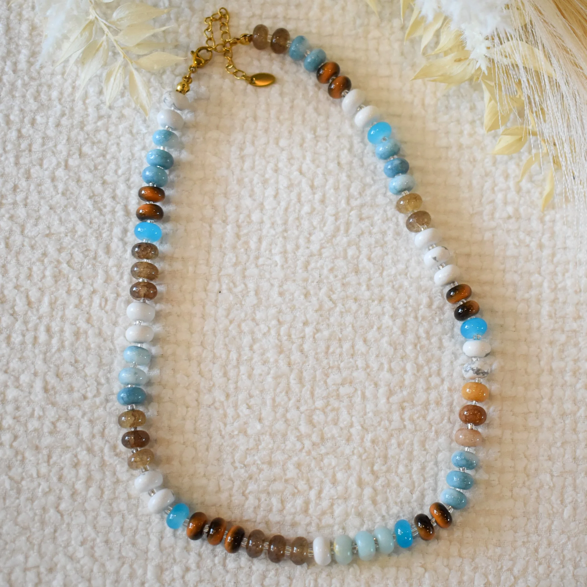 Mocha Blue Beaded Necklace