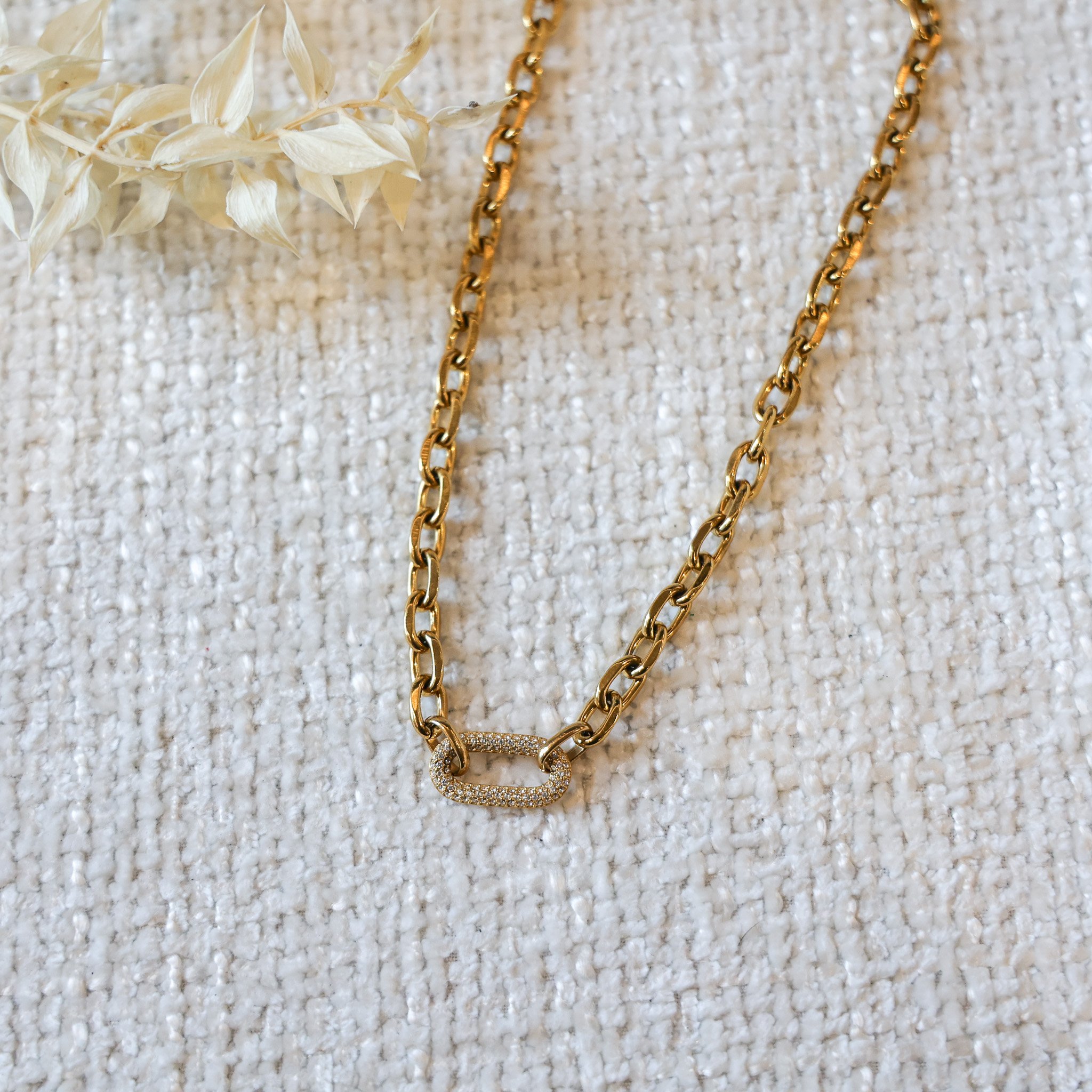 Pave Lock Chain Necklace