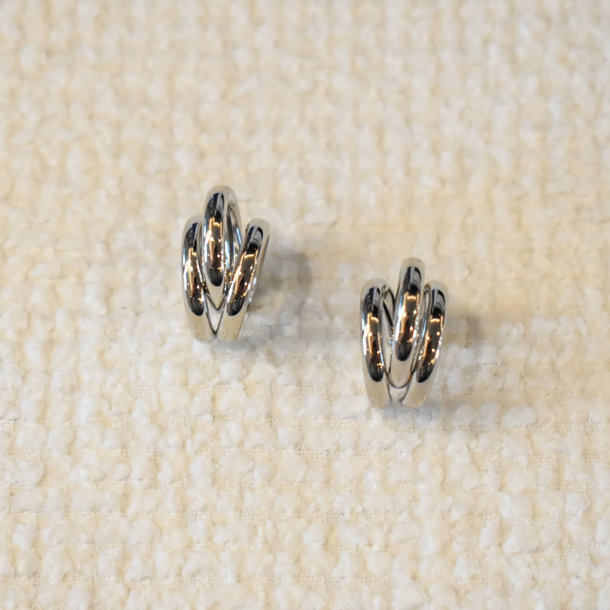 Silver Triple Petite Hoops